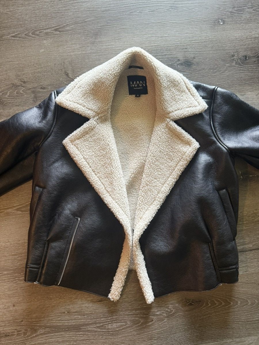 Boohoo Sherpa lined faux biker jacket Size US S / EU 44-46 / 1 - 2 Thumbnail