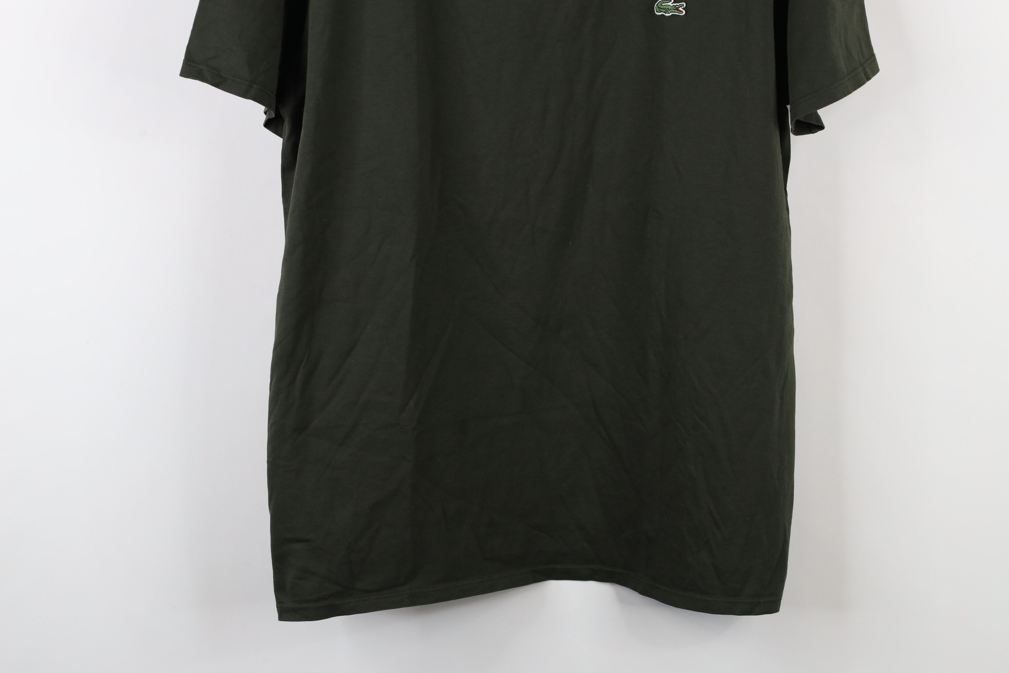 Lacoste × Vintage Lacoste Distressed Croc Logo V-Neck T-Shirt Olive Green Size US L / EU 52-54 / 3 - 3 Thumbnail