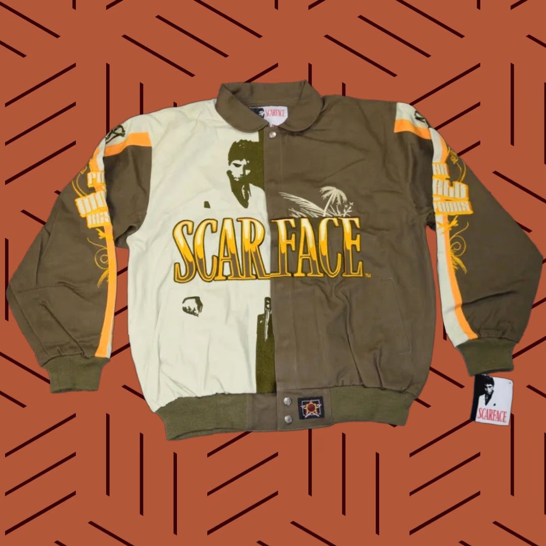 JH Design VINTAGE VERY RARE JH DESIGN SCARFACE JACKET SNAP EMBROIDERED BROWN TAN 2XL NWT Size US XXL / EU 58 / 5 - 1 Thumbnail