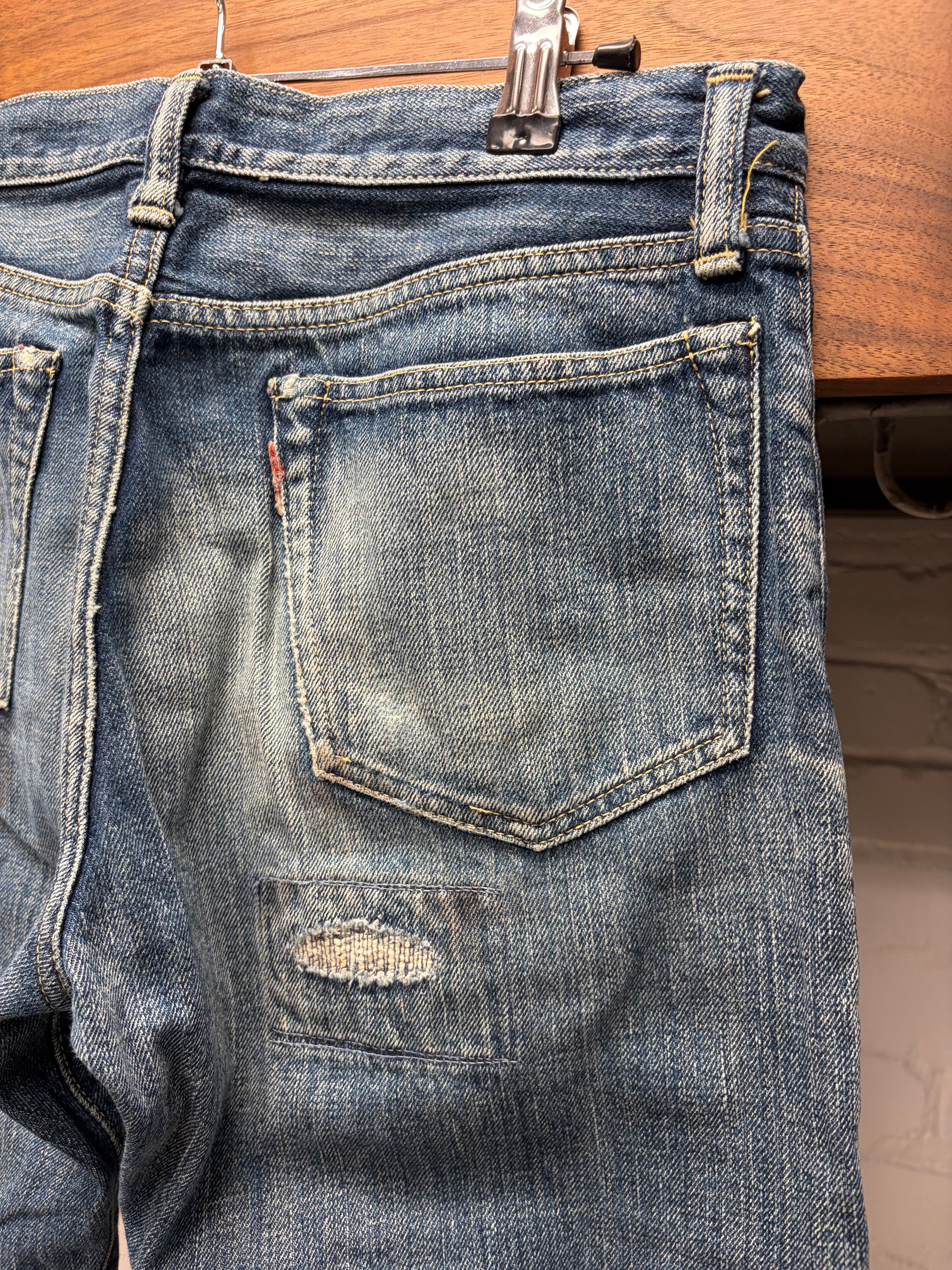 Kapital Kapital ‘Sashiko Repaired’ Low Rise Dark Wash Blue Flared Denim Size US 30 / EU 46 - 5 Thumbnail