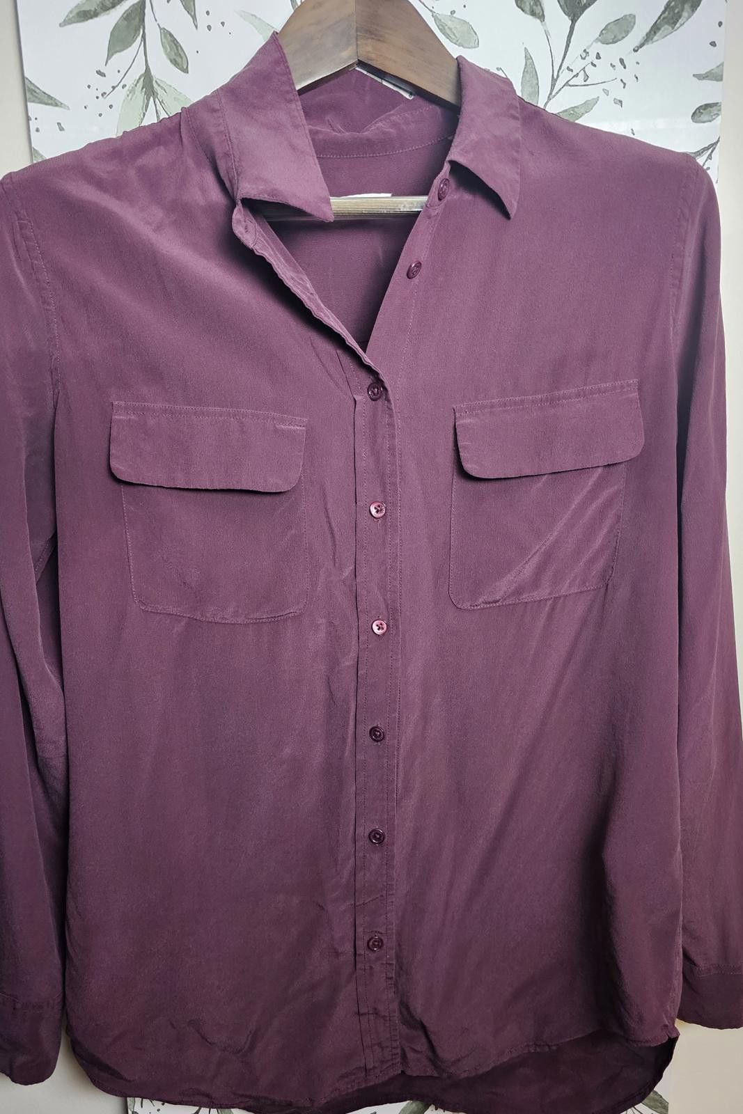 Other Equipment Femme Blouse Burgundy Womens Size Large 100% Silk Size L / US 10 / IT 46 - 3 Thumbnail