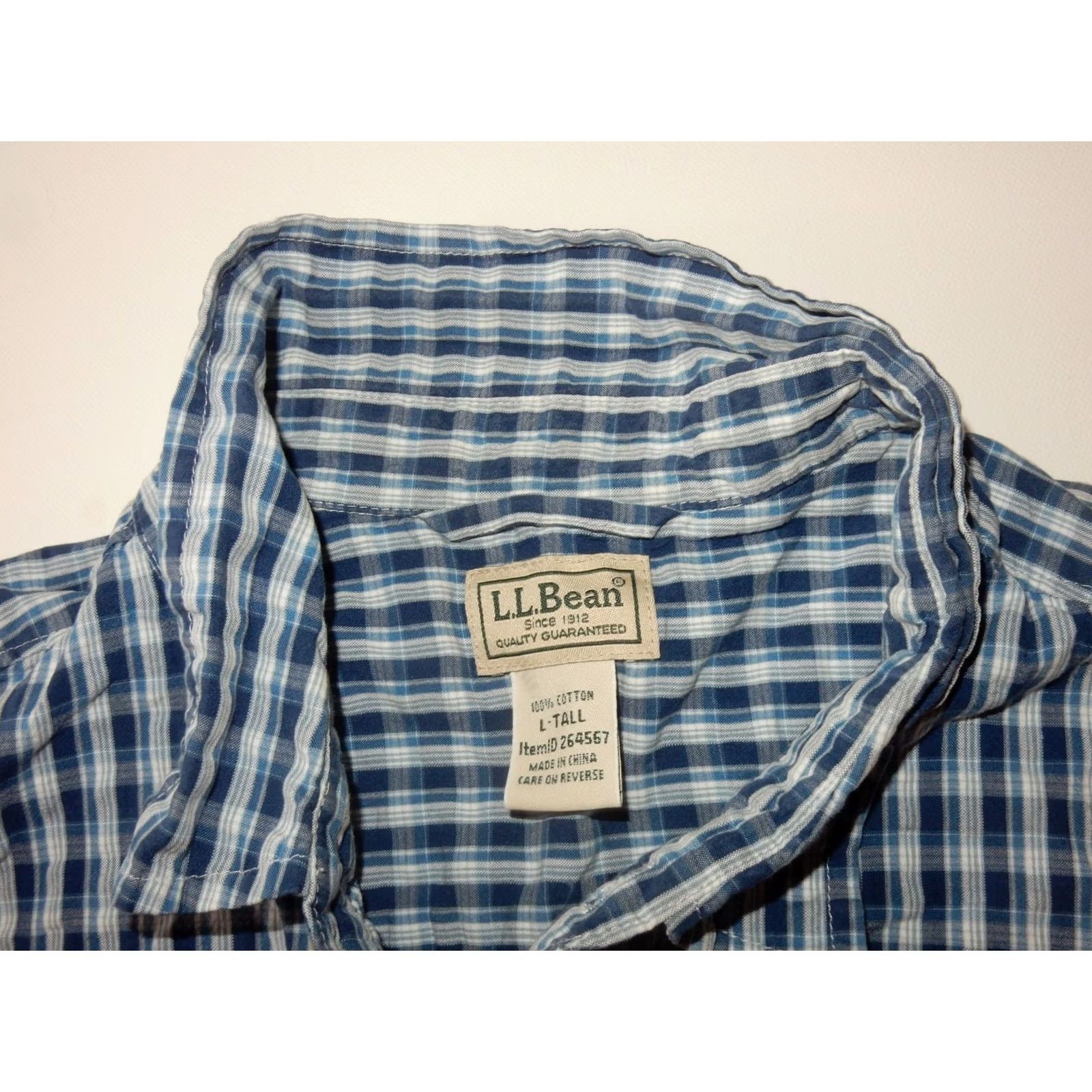 Vintage L.L. Bean Mens Short Sleeve Button-Up Shirt LT Blue Cotton Big & Tall Size US L / EU 52-54 / 3 - 4 Thumbnail