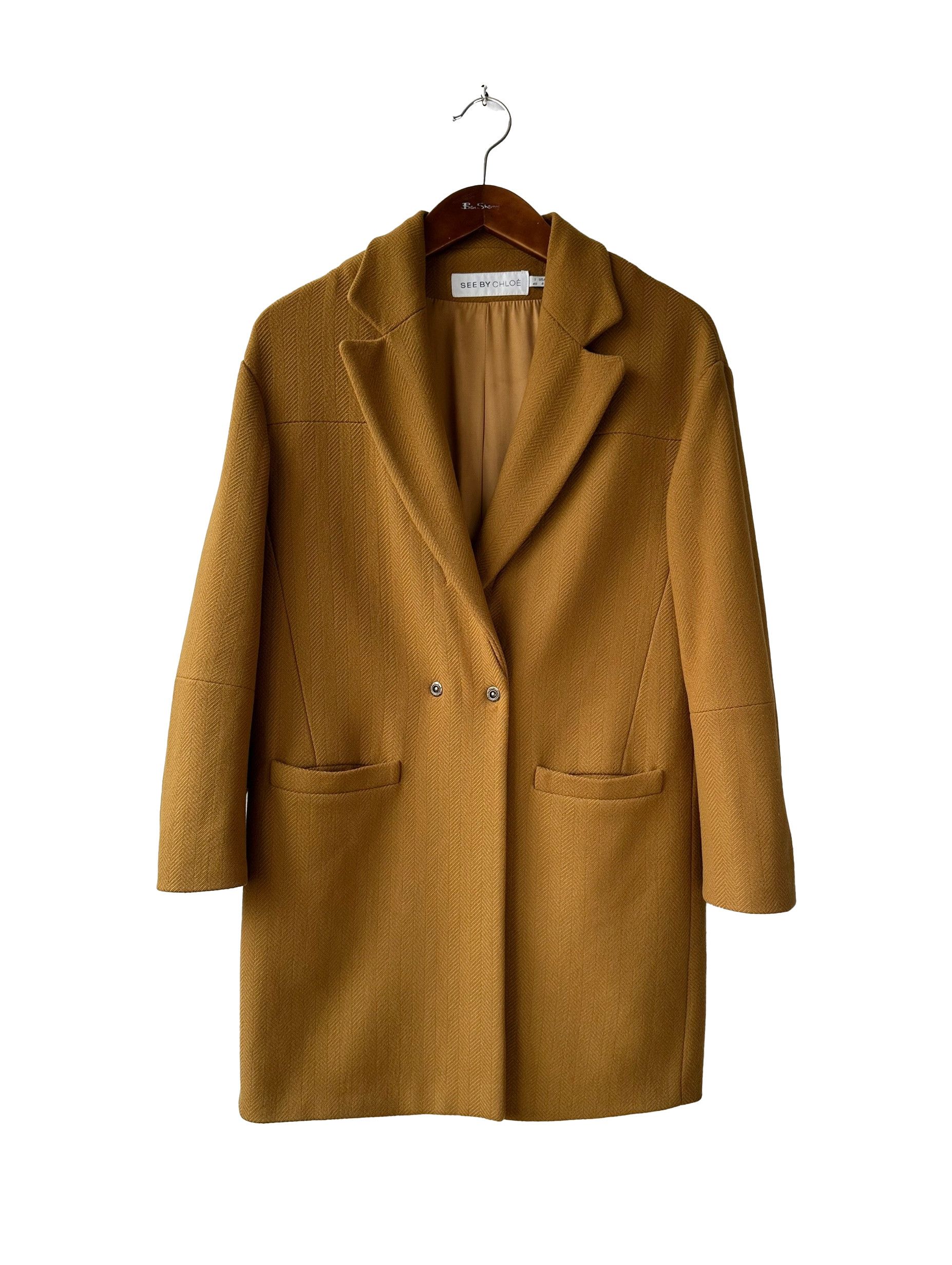 See by Chloe SEE BY CHLOE mustard wool tweed oversized coat Size XS / US 0-2 / IT 36-38 - 1 Thumbnail