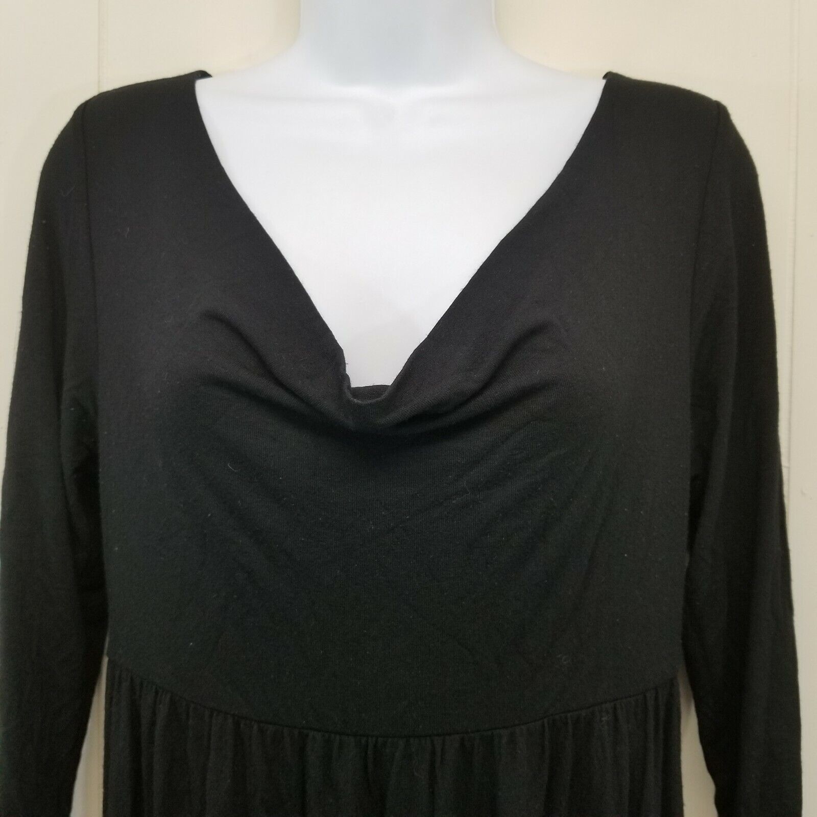 Michael Stars Michael Stars ONE Black Dress Cowl Neck LBD Raw Hem Stretch Size ONE SIZE - 2 Thumbnail
