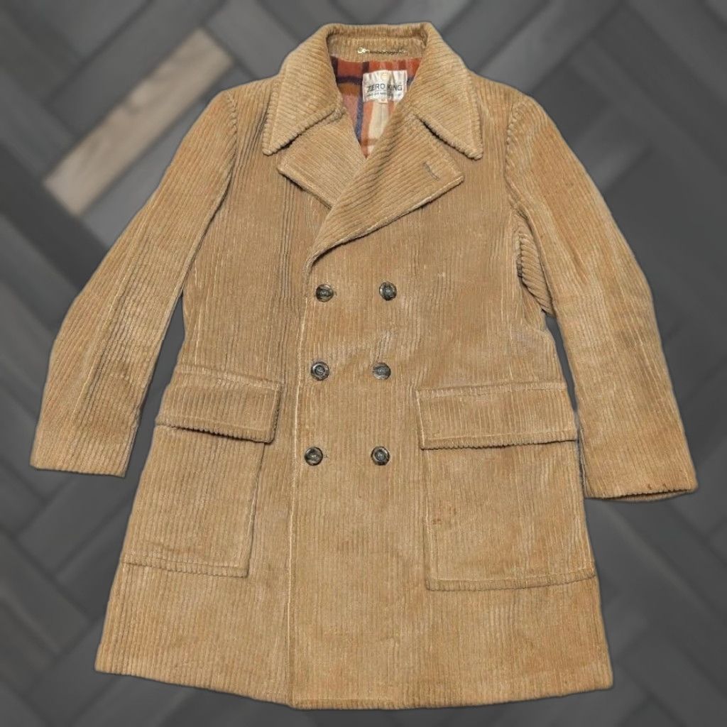 Doublet VINTAGE USA made CORDUROY double breasted 42 golden brown OVERCOAT jacket 1970s Mens Size US L / EU 52-54 / 3 - 1 Thumbnail