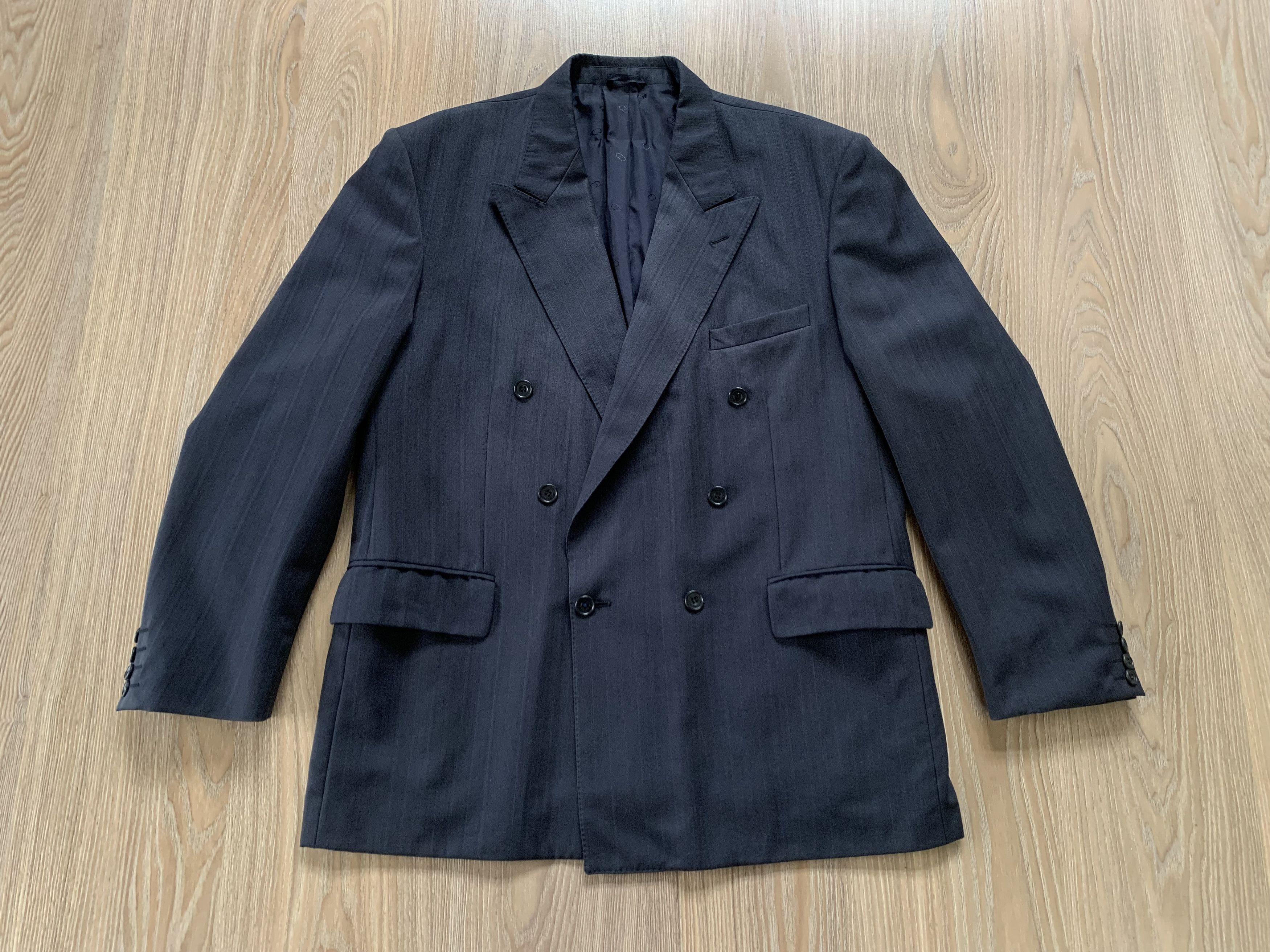 Christian Dior Monsieur Christian Dior Vintage Navy Blue Wool Stripe Blazer Size 42R - 2 Thumbnail