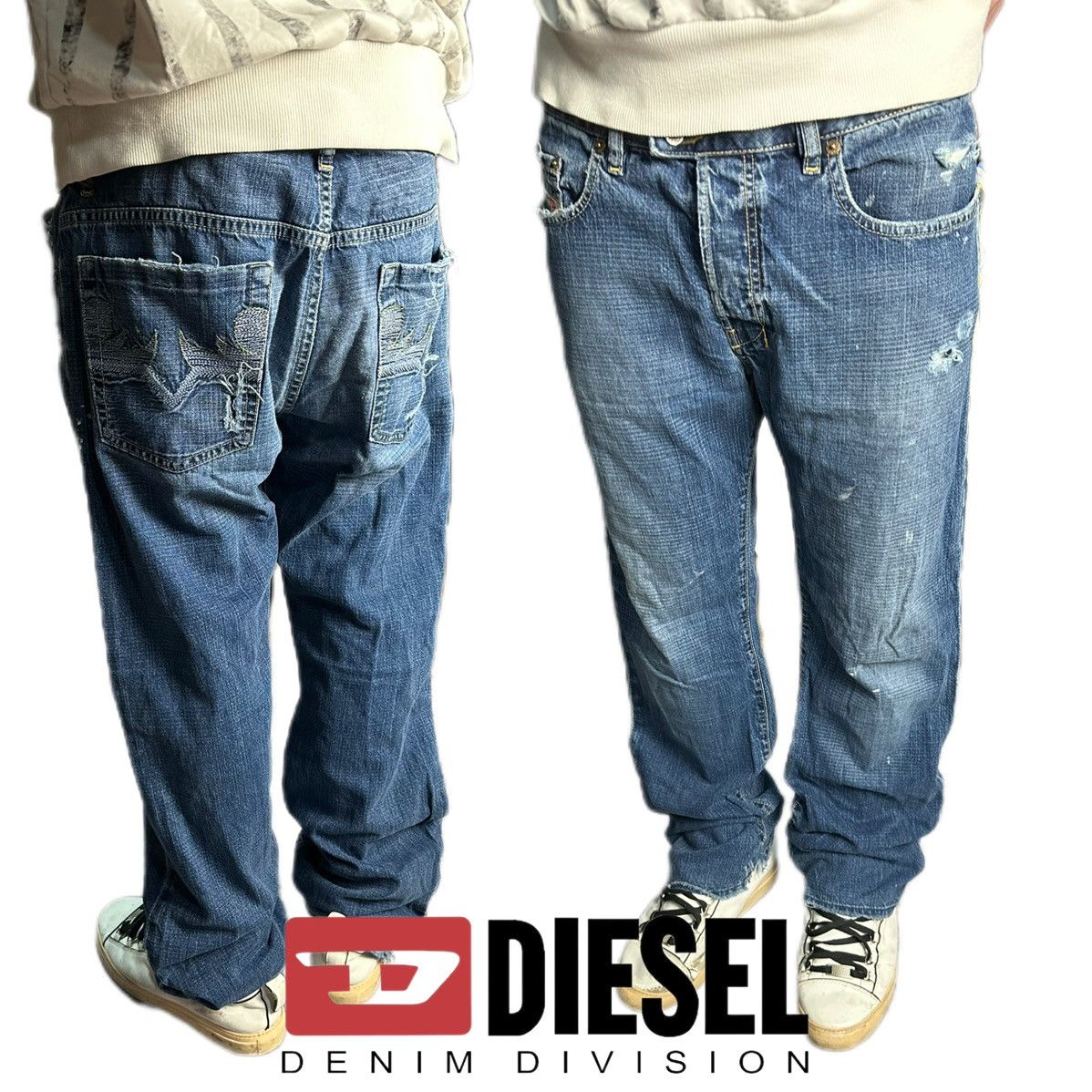 Diesel Vintage Diesel Jeans Distressed Wash Japanese Crazy y2k 90s Size US 32 / EU 48 - 1 Thumbnail