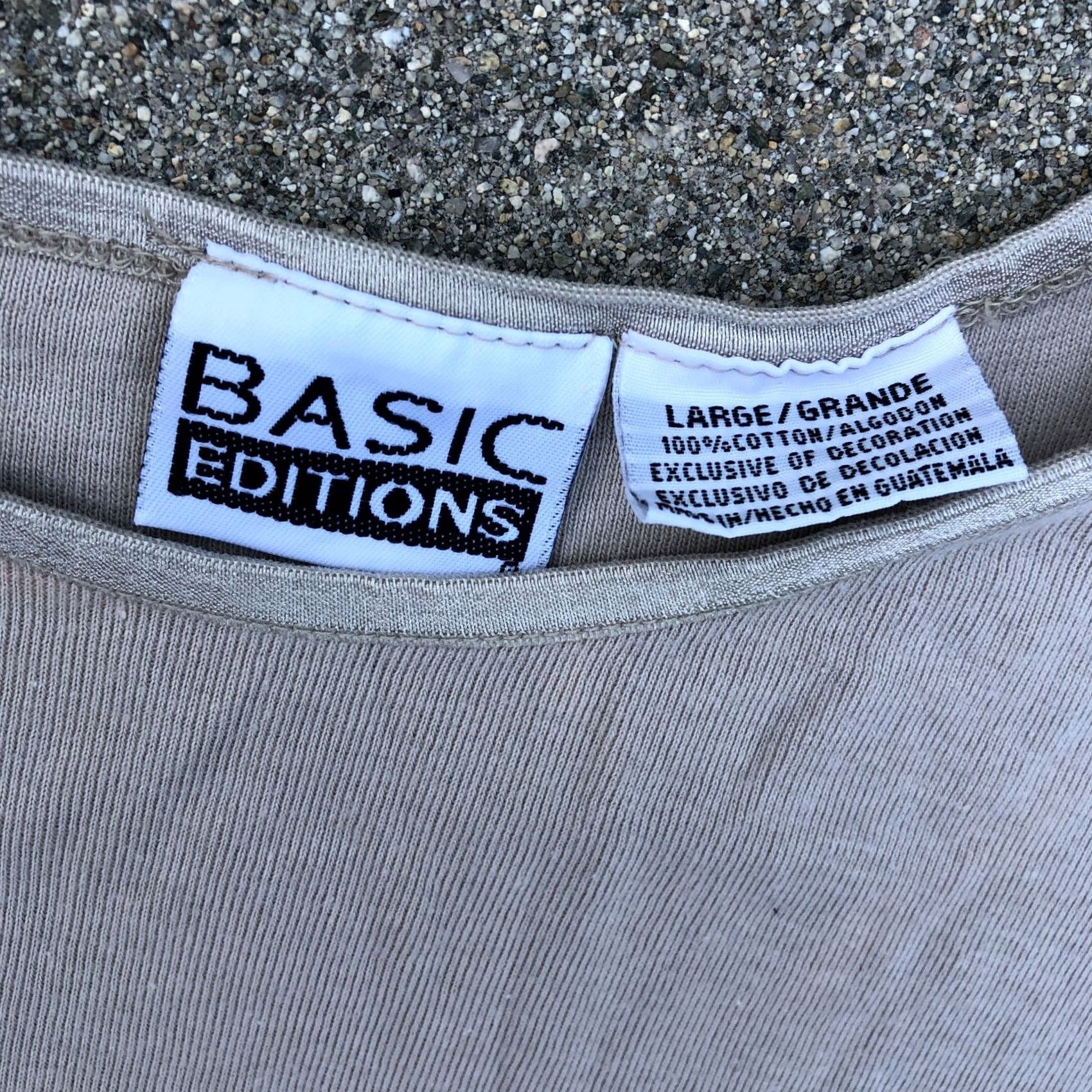 Basic Editions VINTAGE BASIC EDITIONS T Shirt Women's LARGE Short Sleeve Beige 100% Cotton Size L / US 10 / IT 46 - 3 Thumbnail