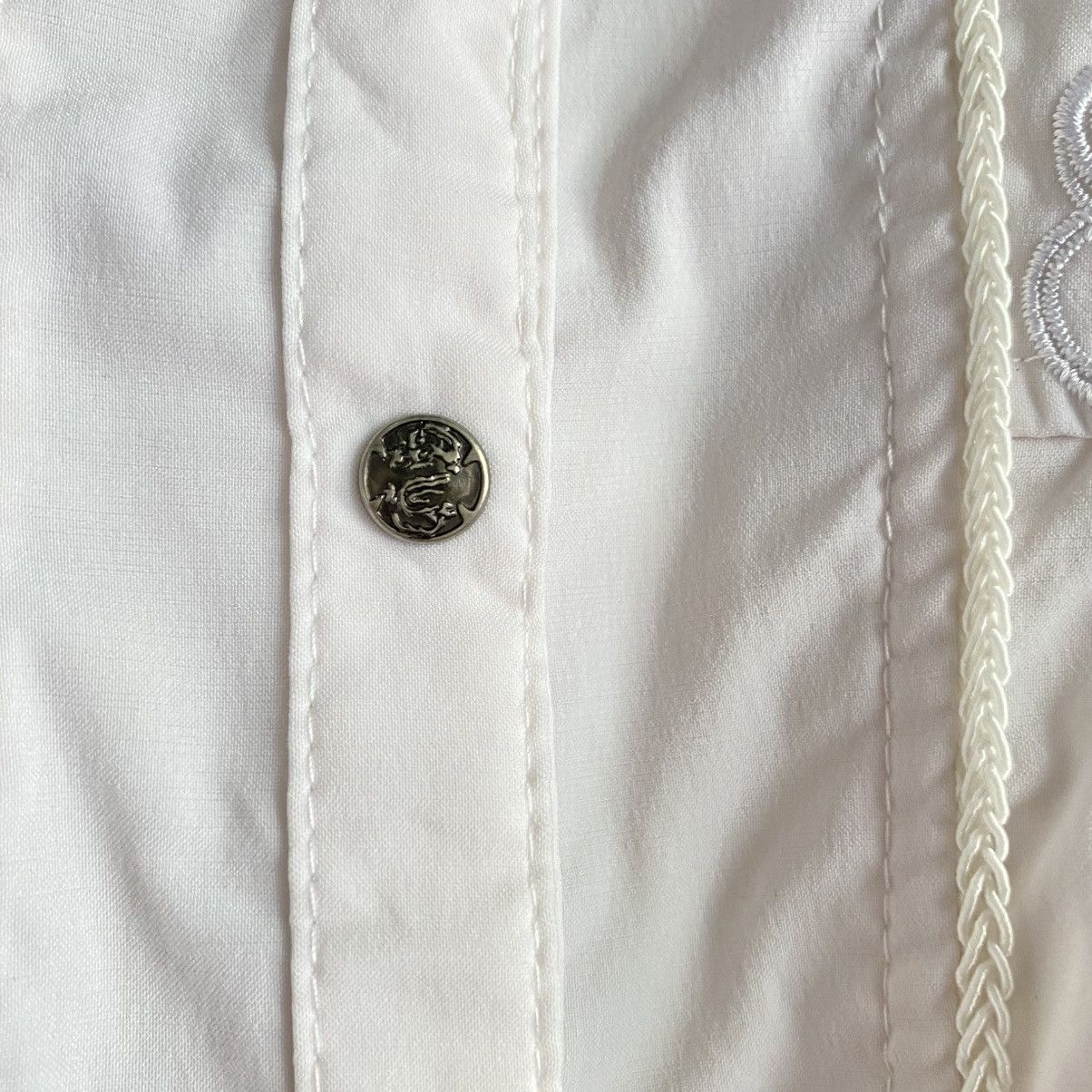 Japanese Brand Ozz Croce Y2K Punk White Embroidered Long Dress Shirt Size M / US 6-8 / IT 42-44 - 16 Thumbnail