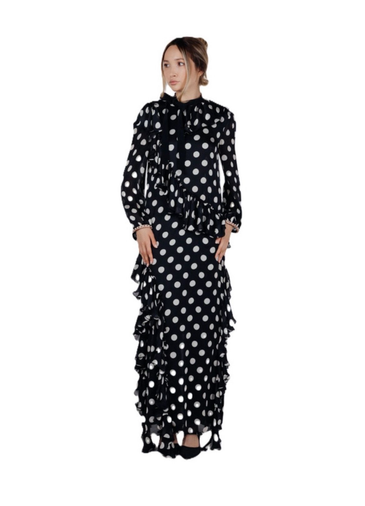 Gucci Gucci Resort 2017 Runway Sheer Polka Dot Ruffle Maxi Dress Size M / US 6-8 / IT 42-44 - 2 Thumbnail