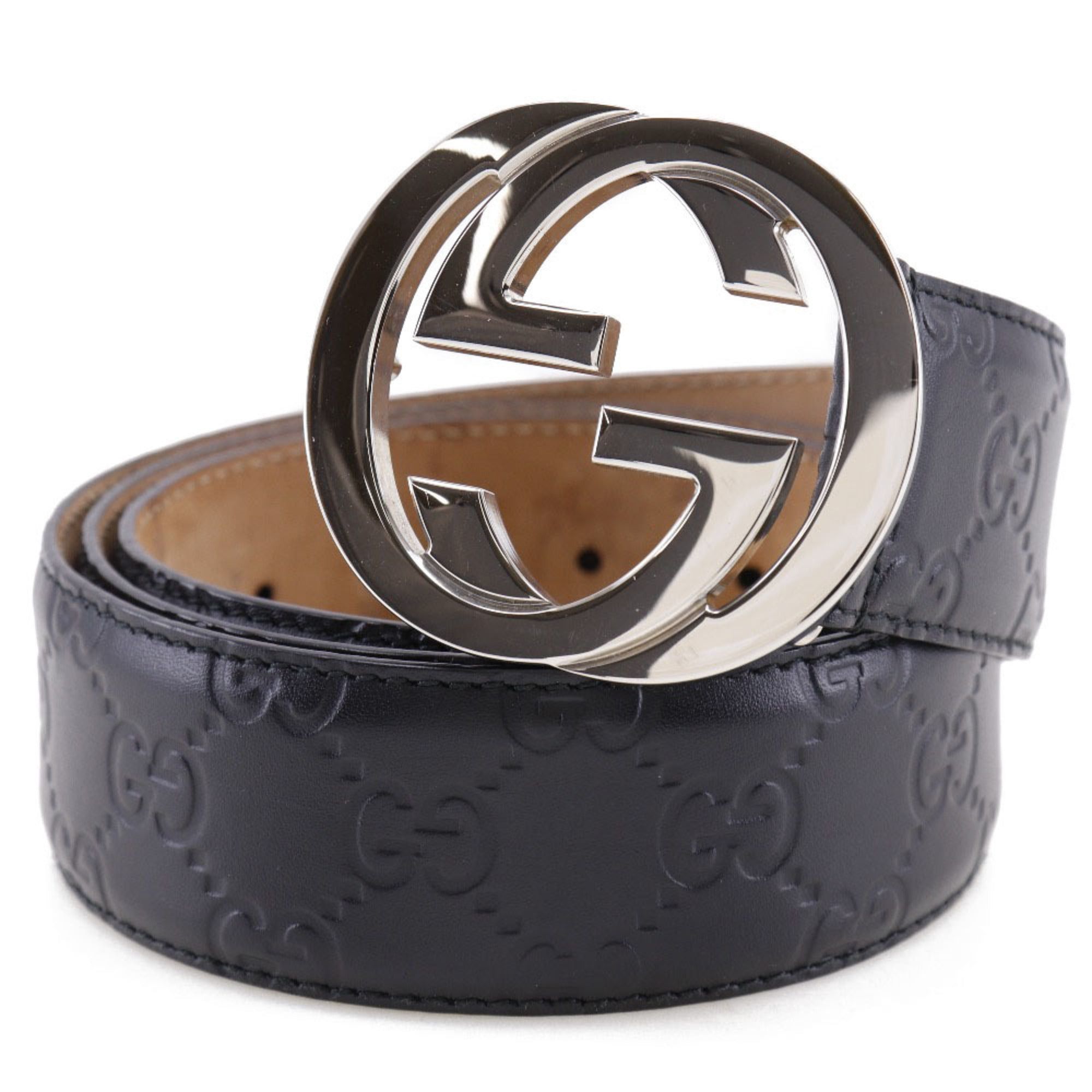 image of Gucci Interlocking G Belt GG Sima 411924 Calf Black Men's