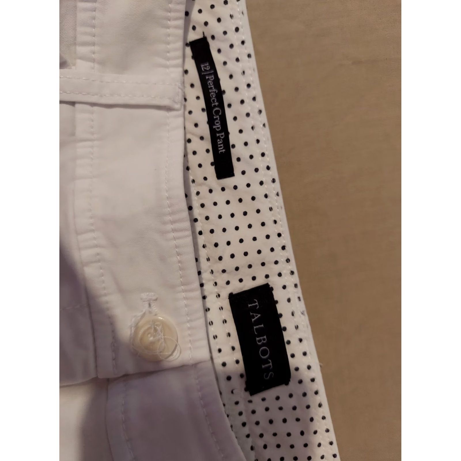 Talbots Womens Talbots 12 White Cotton Chino Crop Pants Trouser Slack Dress Khaki Size 34" / US 12 / IT 48 - 4 Thumbnail