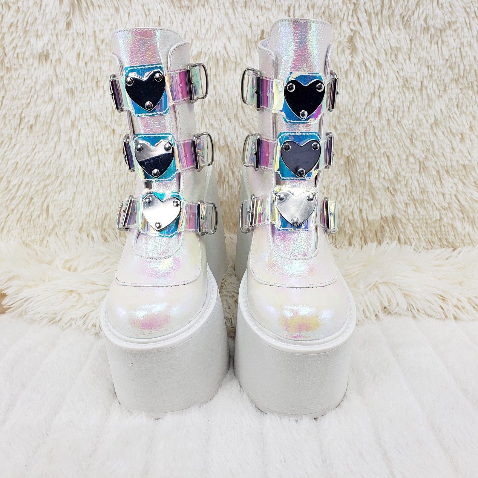 Demonia Cult DEMONIA Swing 105 White Pearl Colorful Effects Ankle Boot 5. Size US 10 / IT 40 - 5 Thumbnail