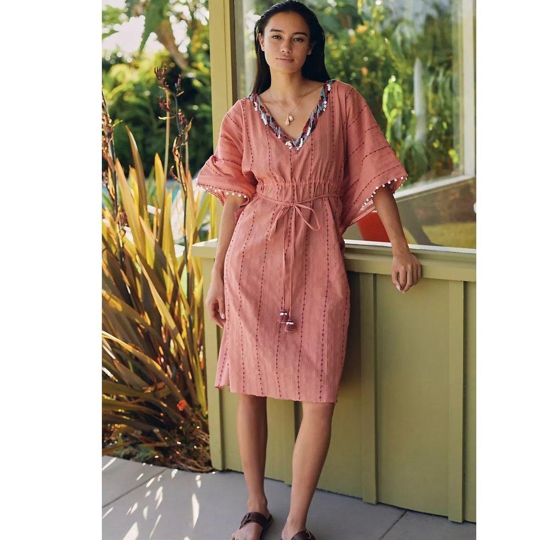 anthropologie pink rose dress NWT Anthropologie Daily Practice Short-Sleeve Mini Dress Rose Pink Petite  M!!!