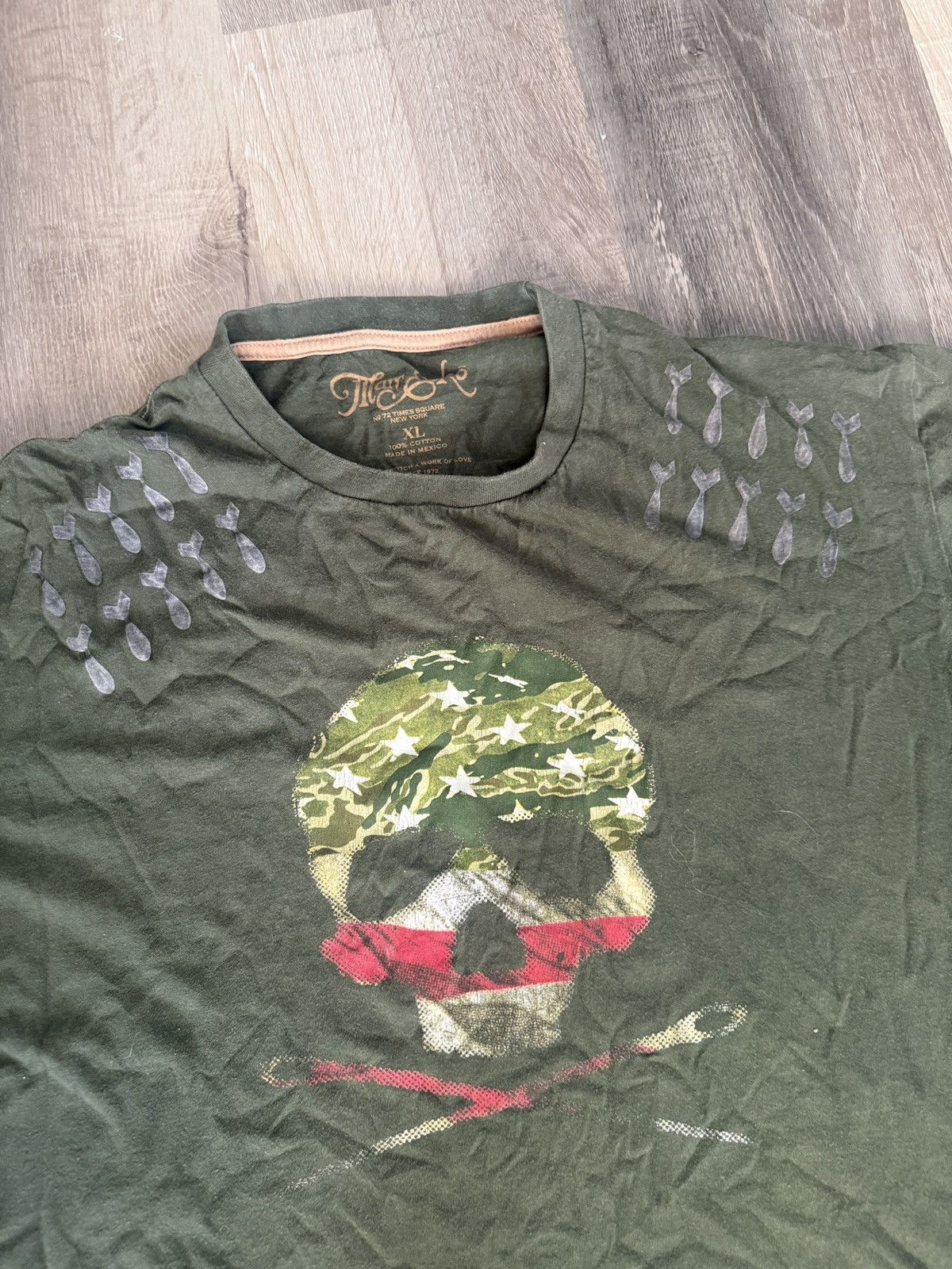 Japanese Brand × Vintage Y2K Skull Shirt Streetwear Vintage Military Camo Graphic T Size US XL / EU 56 / 4 - 3 Thumbnail
