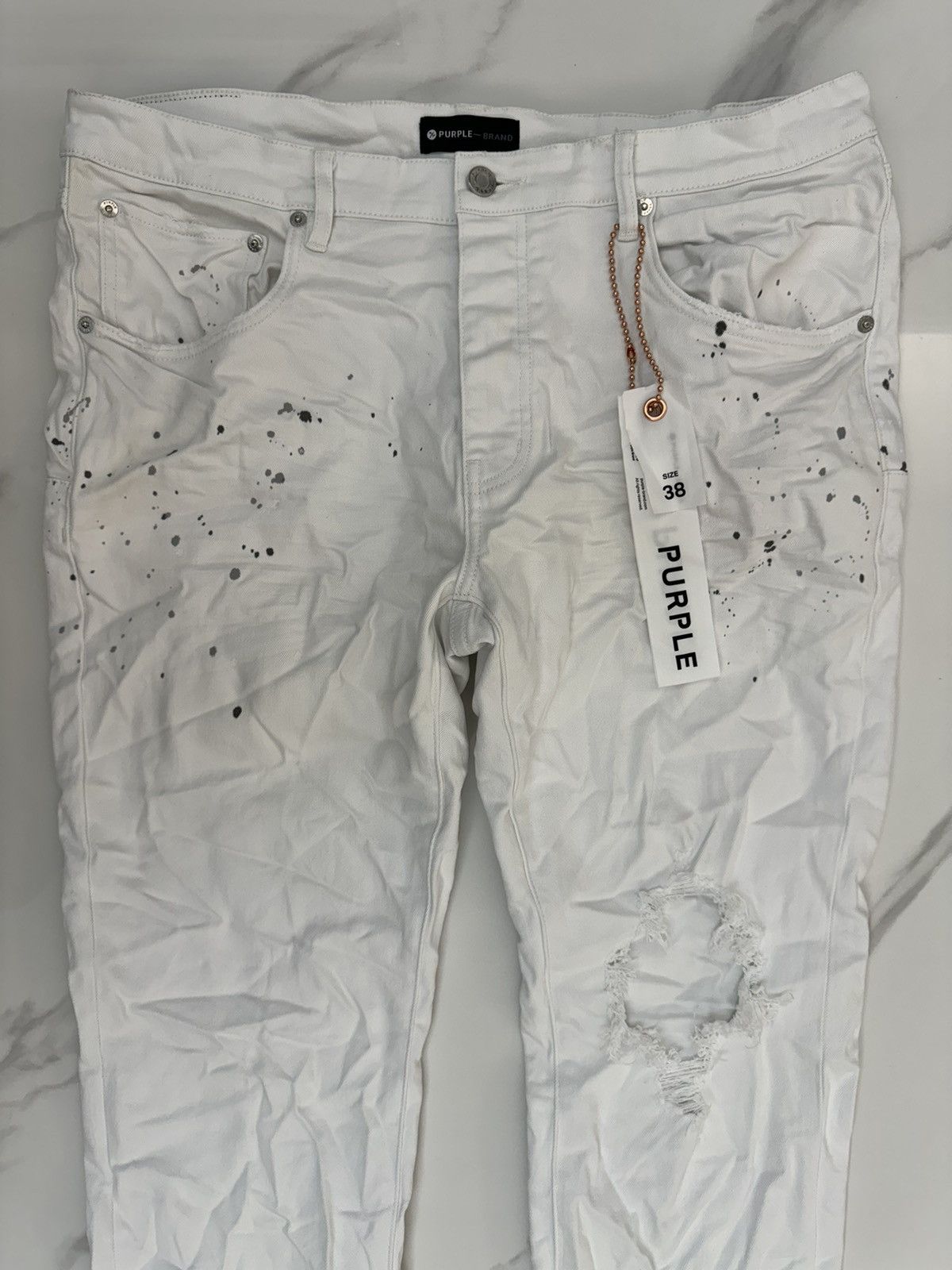 パンツ Purple Brand P001 Optic White Blowout 29 P001 Optic White Paint Blowout – PURPLE BRAND