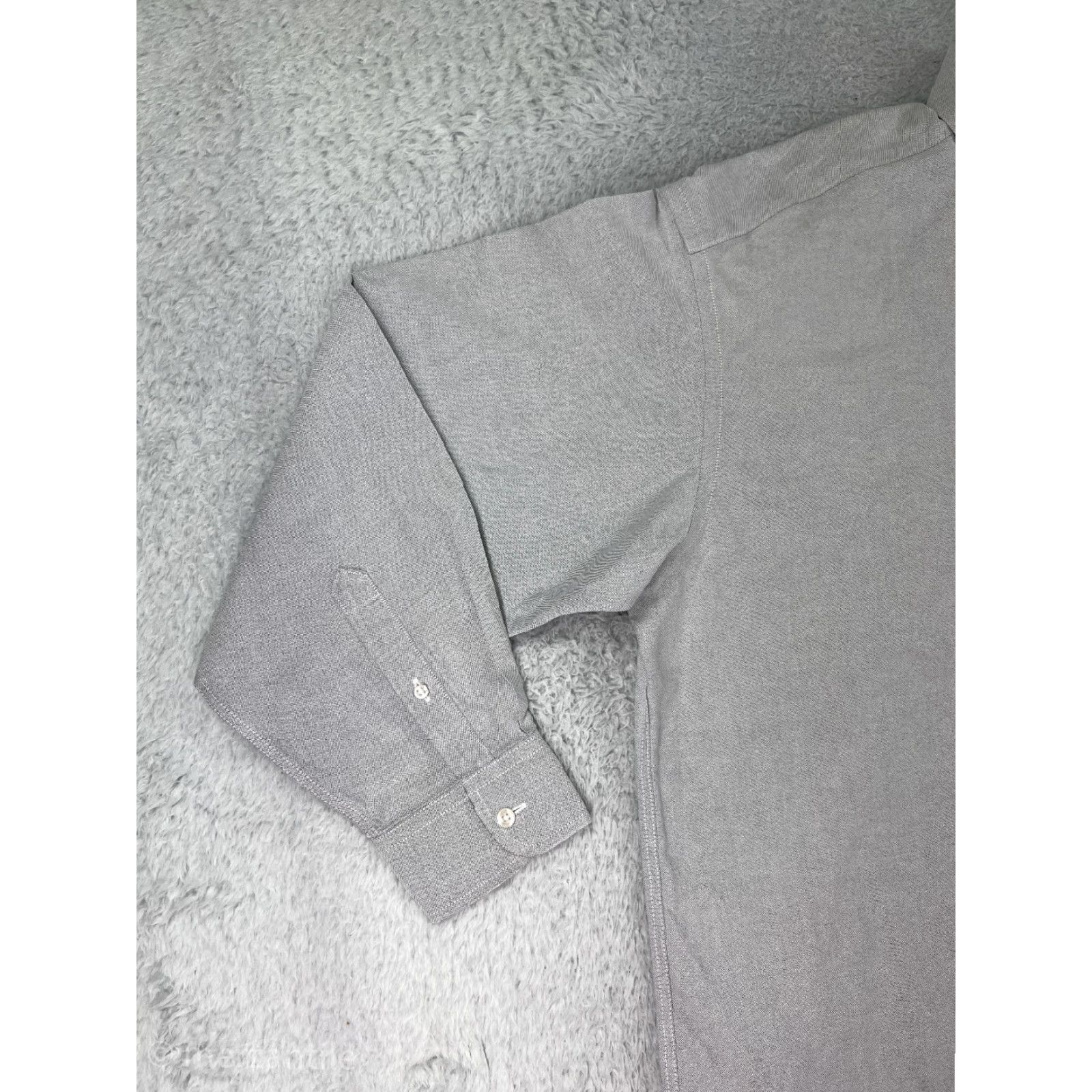 Vintage Gold Label Shirt Button-Up Mens 16.5 Gray Long Sleeve 100% Cotton Oxford Dress Size 42R - 7 Thumbnail