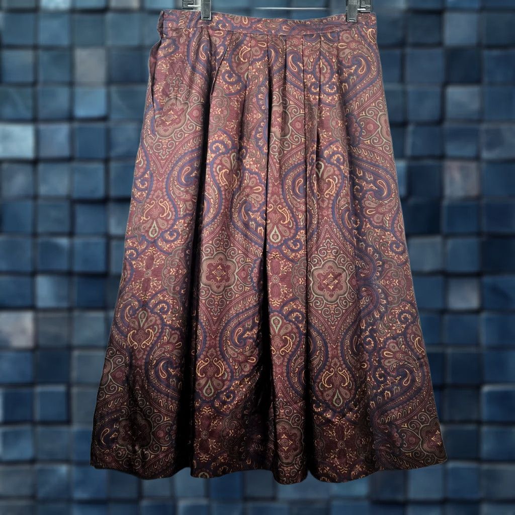 Vintage Vtg Private Agenda Womens Silk Maxi Skirt Paisley Sz 14 Size 36" / US 14 / IT 50 - 1 Thumbnail