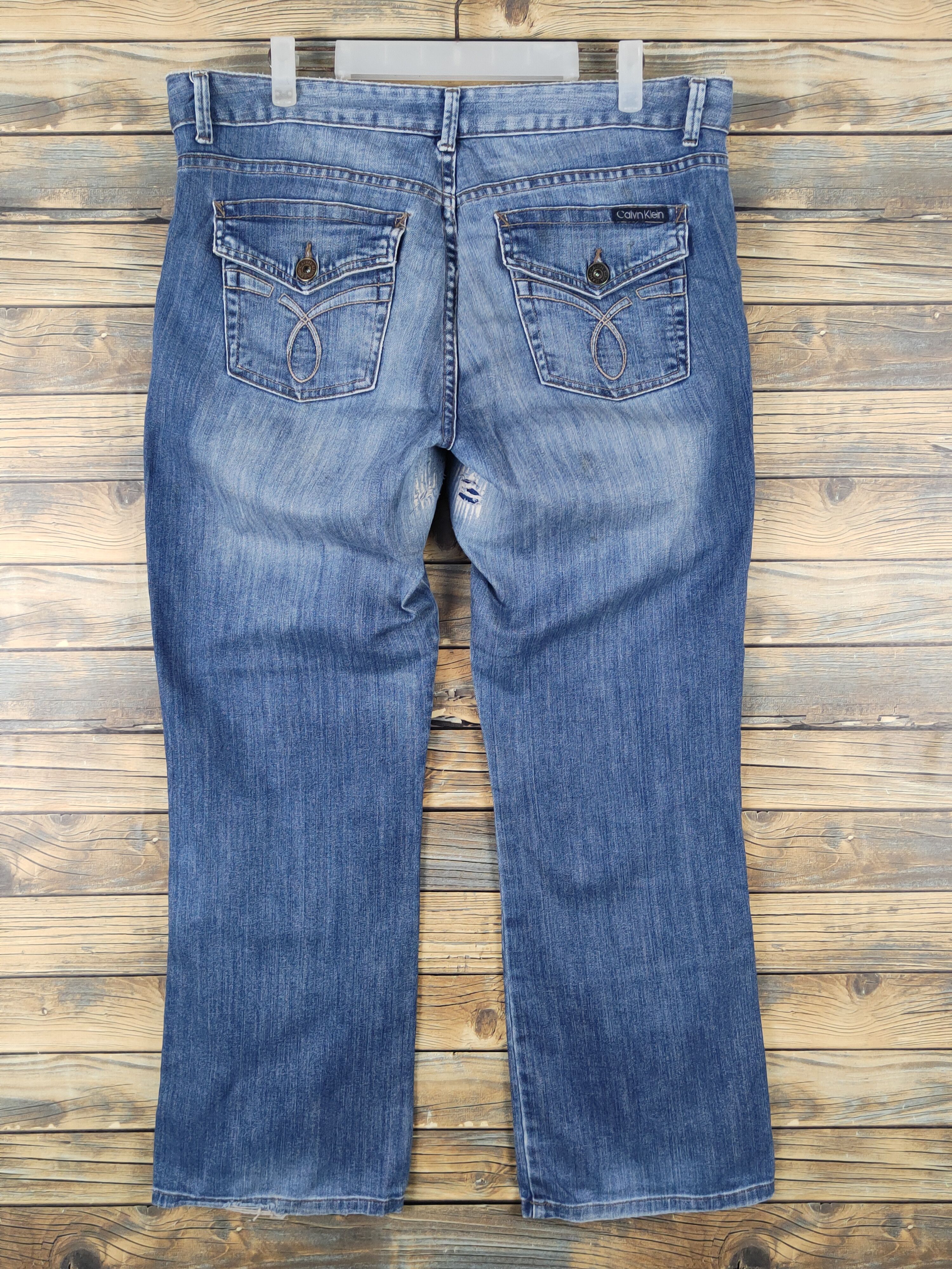 Calvin Klein Calvin Klein Blue Distressed Ripped Jeans #W1494 Size 36" / US 14 / IT 50 - 7 Thumbnail