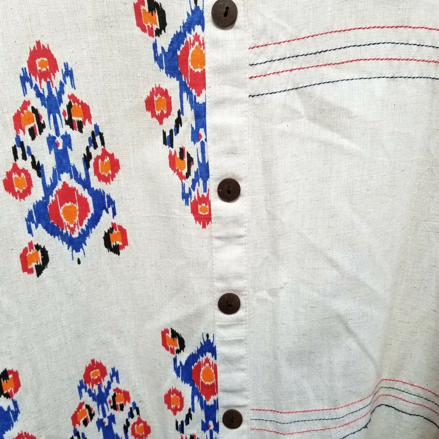 Vintage Kesar Womens Button-Down Shirt Dress Collared Midi Abstract White L Size L / US 10 / IT 46 - 6 Thumbnail