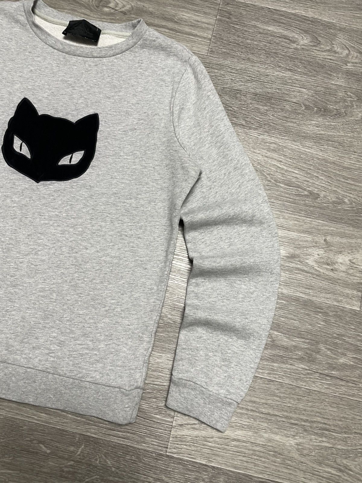 Karl Lagerfeld Karl Lagerfeld Velour Cat Logo Gray Sweatshirt Size L / US 10 / IT 46 - 5 Thumbnail