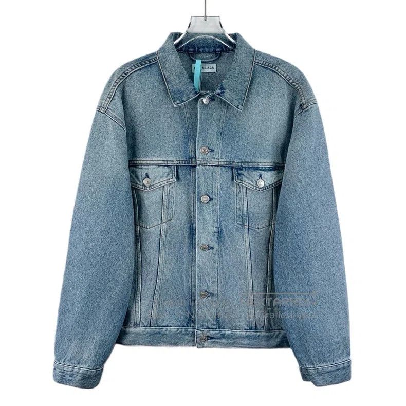 Balenciaga Balenciaga Light Blue Cotton Collar Single Breasted Long S Size XS / US 0-2 / IT 36-38 - 1 Thumbnail