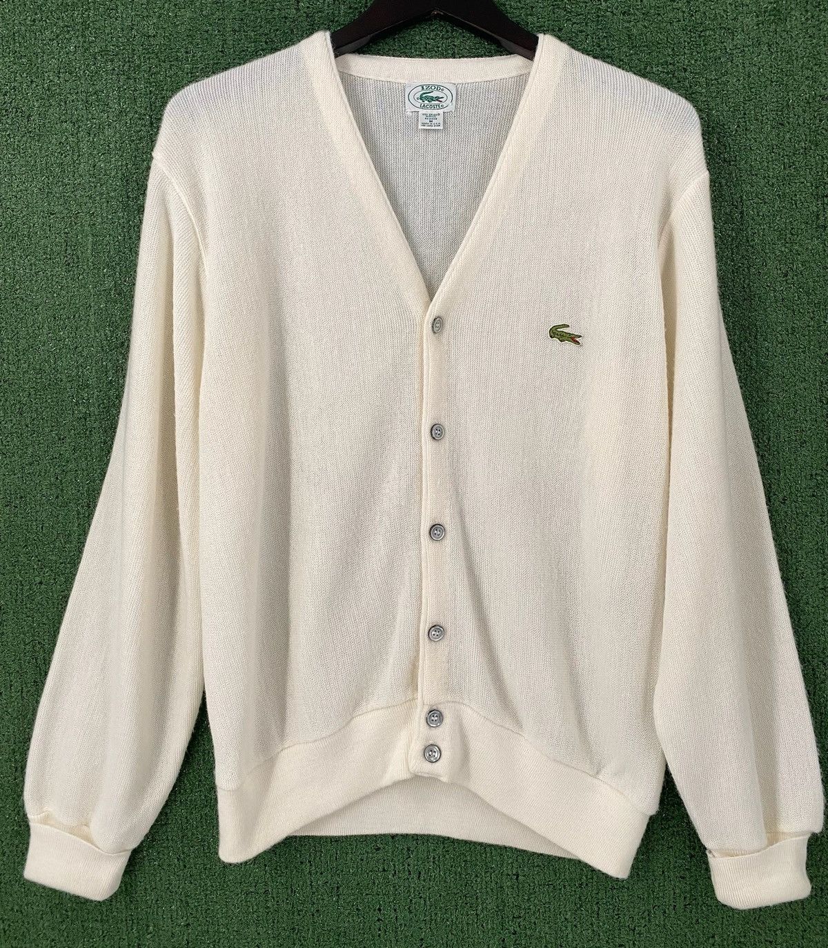 Lacoste 80’s Izod Lacoste White Knit Cardigan Sweater Mens Medium Size US M / EU 48-50 / 2 - 1 Thumbnail