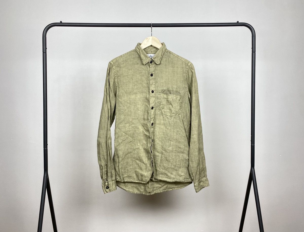 Stone Island Stone Island Linen Button Up Shirt Embroidered Logo Size US M / EU 48-50 / 2 - 1 Thumbnail