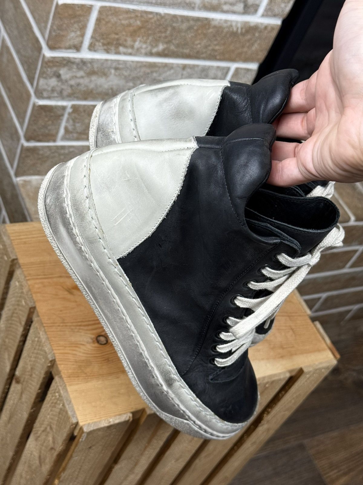Masnada Masnada Leather Double Sole Black Hi Top Sneakers Size US 7 / EU 40 - 8 Thumbnail