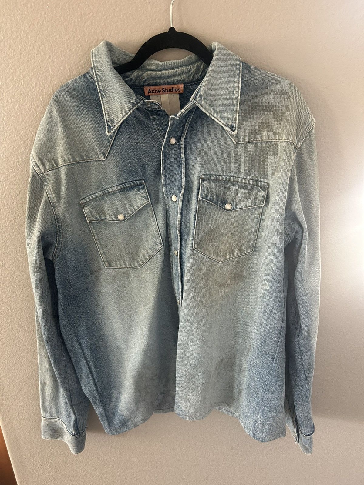Acne Studios Acne Studios Distressed Western Denim Shirt Size US L / EU 52-54 / 3 - 2 Thumbnail