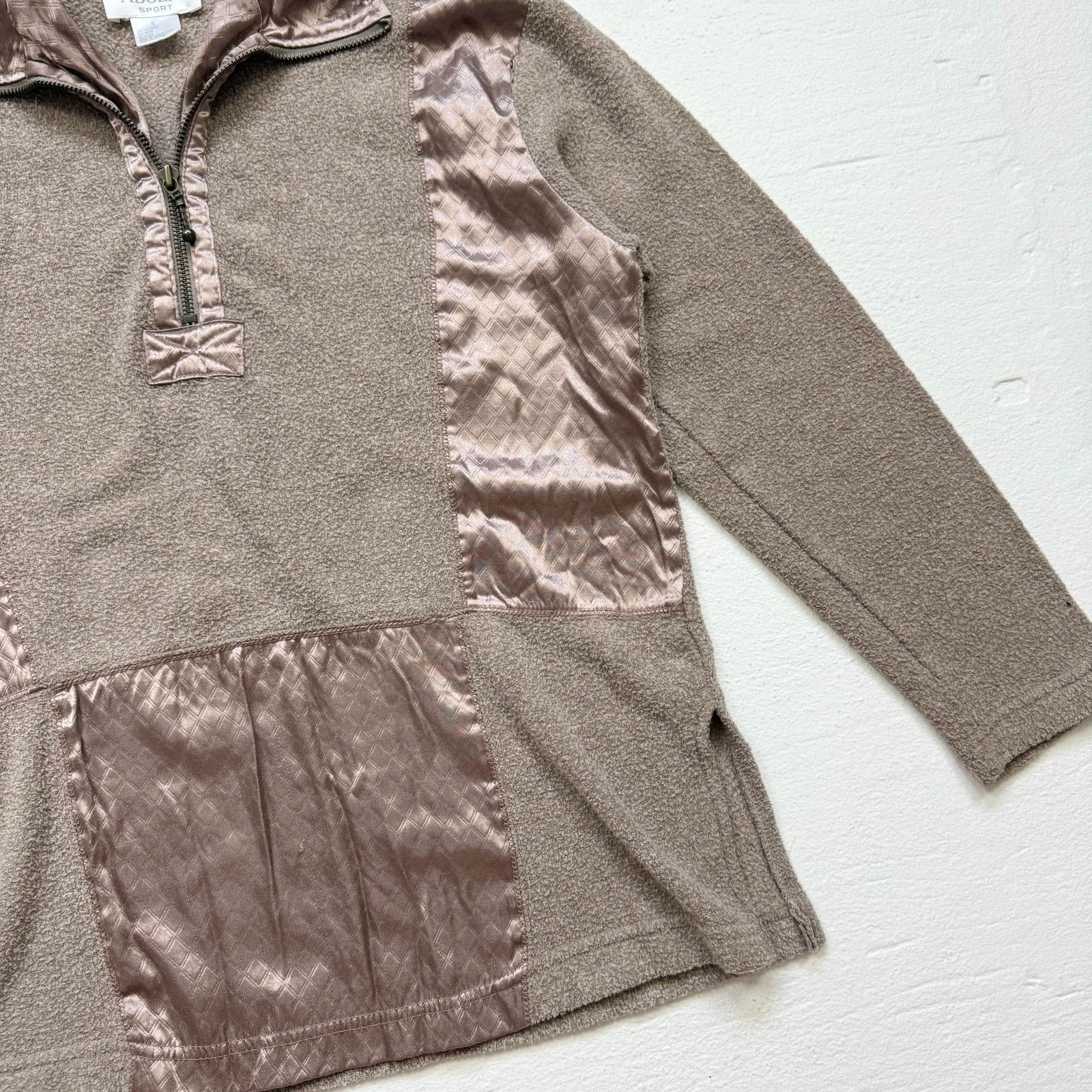 Vintage Vintage 90s Adolfo Sport Satin Fleece Quarter Zip Pullover S Size S / US 4 / IT 40 - 3 Thumbnail