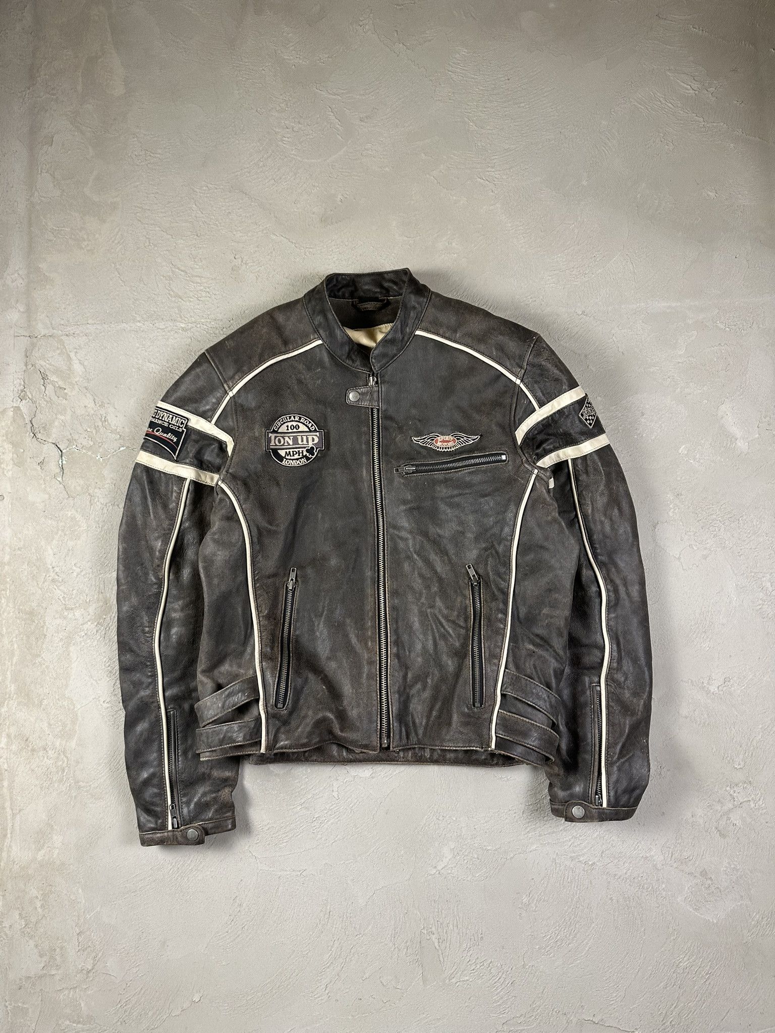 Vintage Vintage Leather Racing Patch Biker Boxy Jacket Size US XL / EU 56 / 4 - 1 Thumbnail