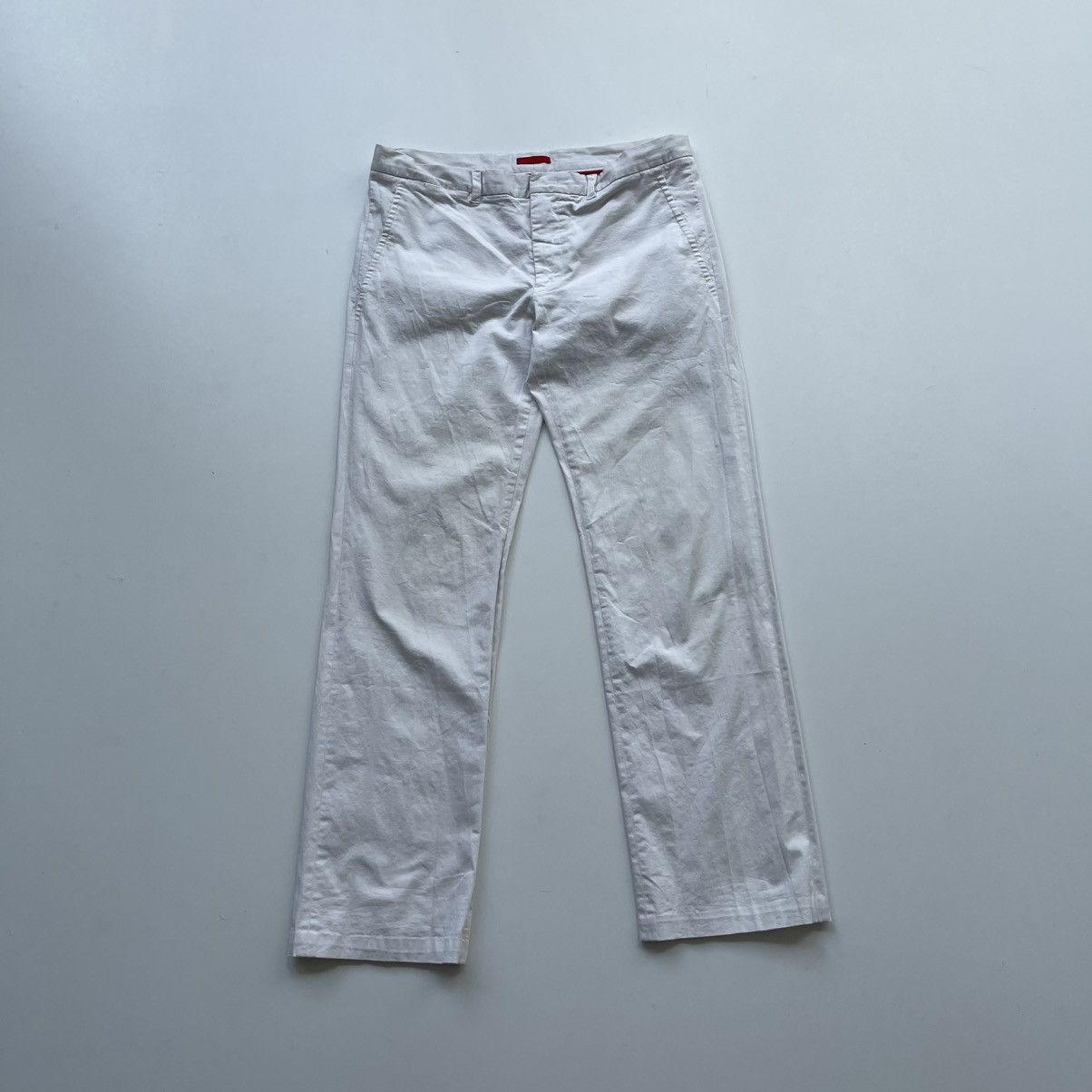 Prada White Tab Luxury Cotton Chino Pants White