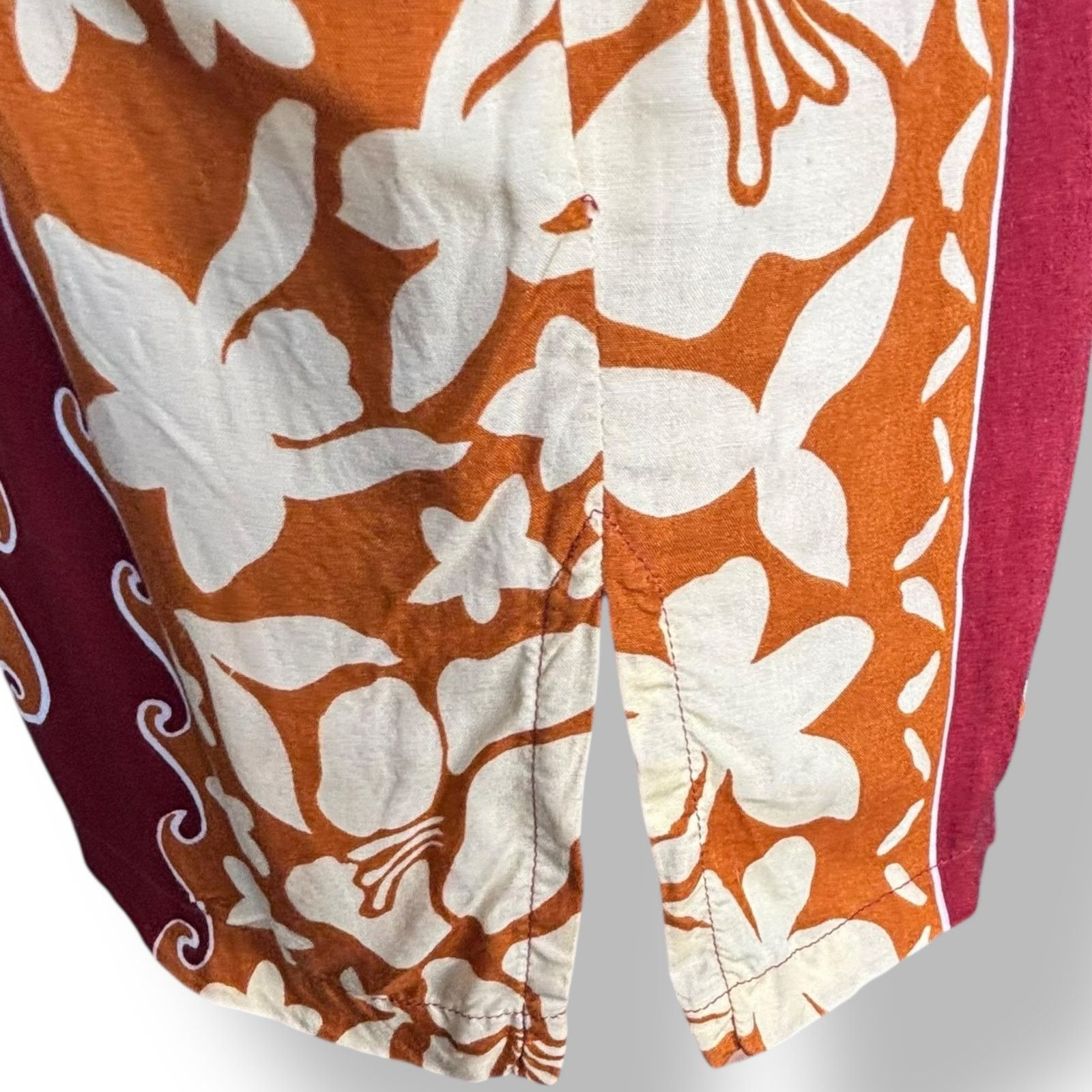 Vintage Vintage 90s Pineapple Lava Rust Burgundy Hibiscus Floral Top Size US L / EU 52-54 / 3 - 5 Thumbnail