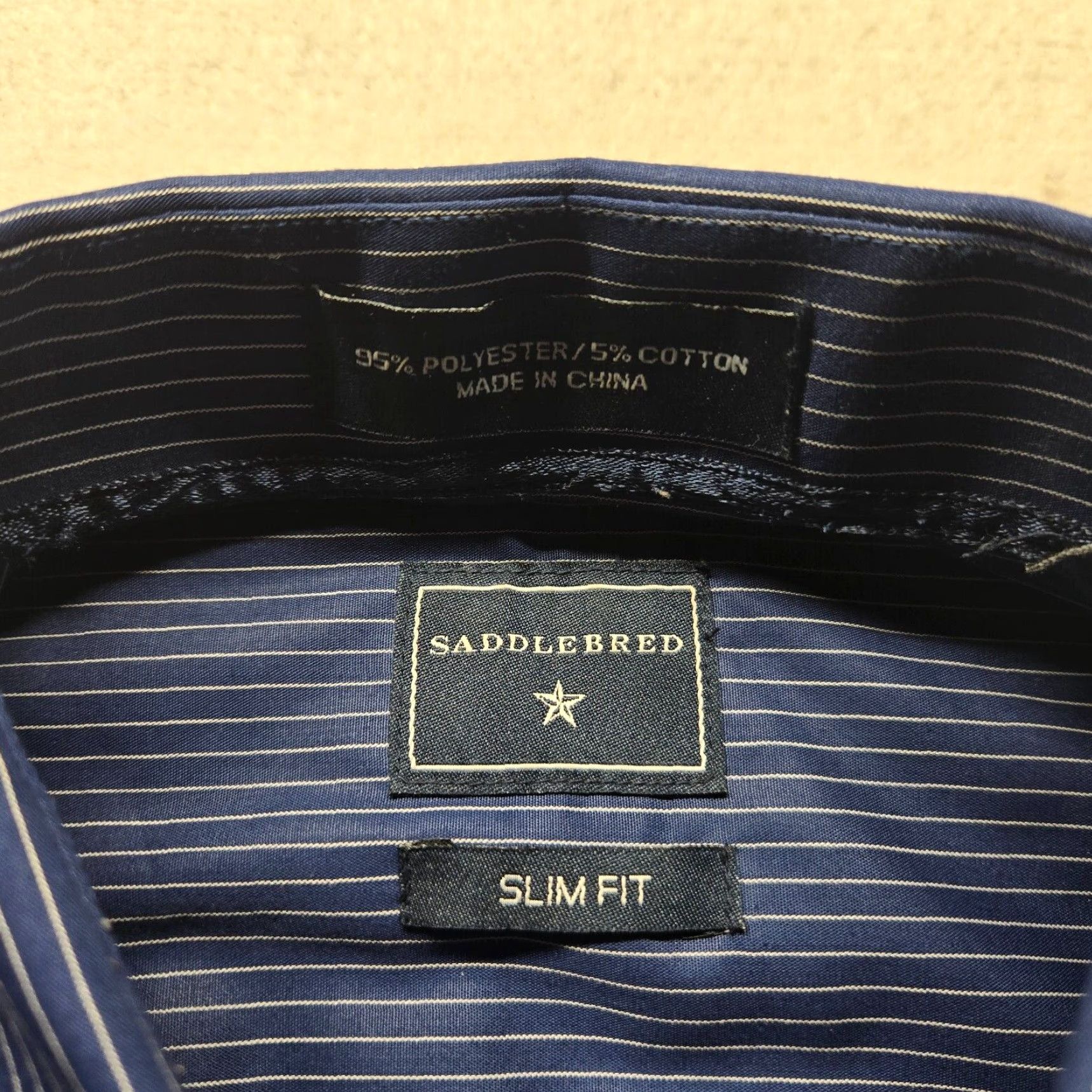 Vintage Saddlebred Shirt Men 16 Slim Fit Blue Striped Button-Up Long Sleeve Size US L / EU 52-54 / 3 - 3 Thumbnail