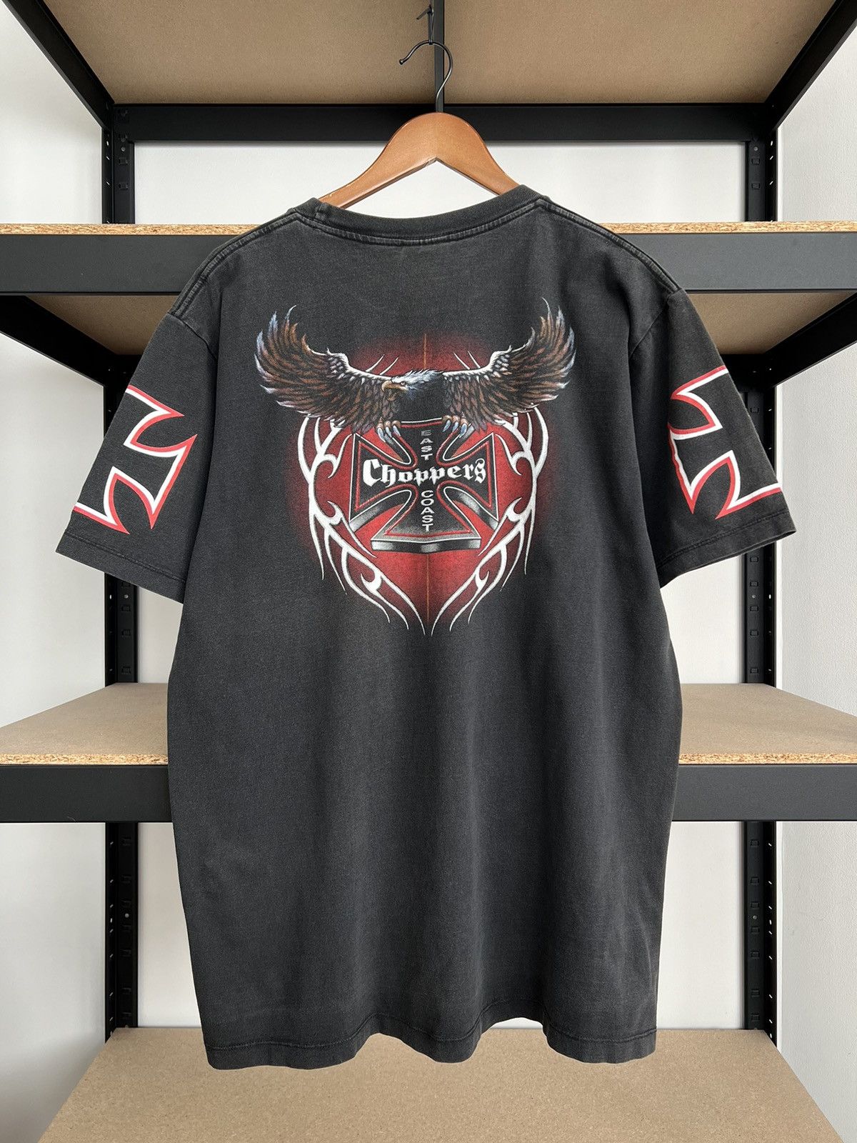 Vintage Vintage 90s East Coast Choppers Biker Moto Black T-shirt Size US XL / EU 56 / 4 - 4 Thumbnail