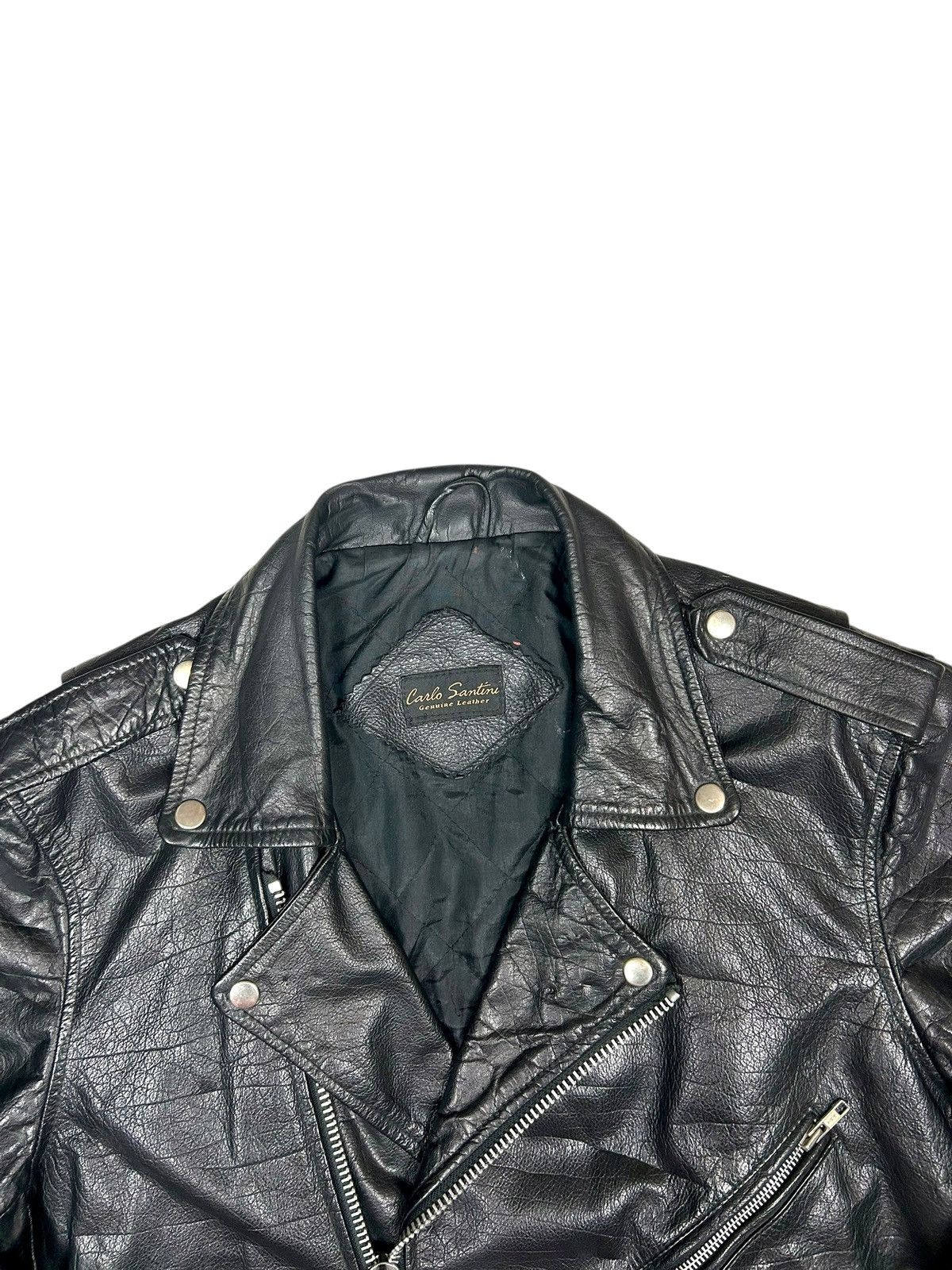 Genuine Leather Vintage Black Leather Biker jacket Size US M / EU 48-50 / 2 - 4 Thumbnail