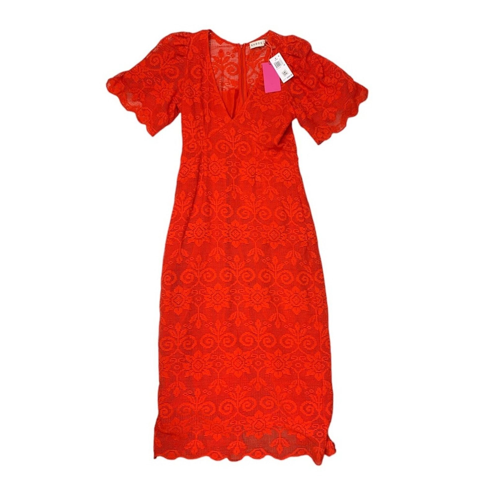 RHODE NWT Rhode Eda Red Lace Dress size 8 Size M / US 6-8 / IT 42-44 - 6 Thumbnail