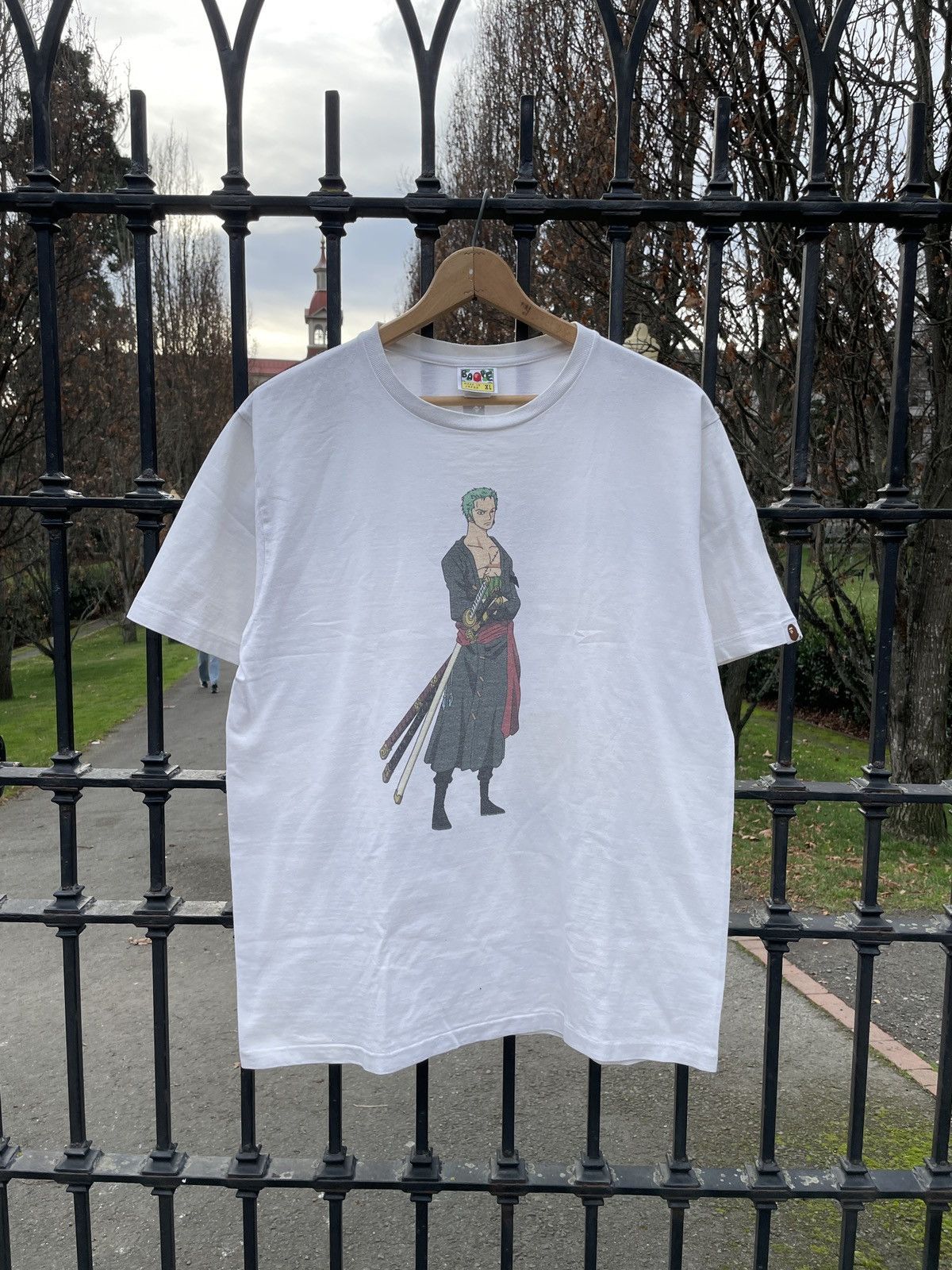 image of 2012 Bape One Piece Zoro Tee in White, Men's (Size XL)