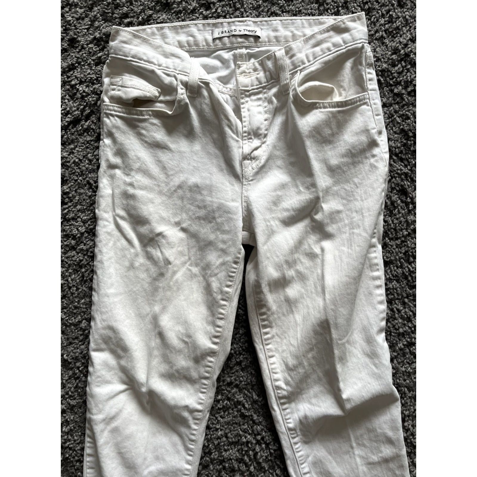 J Brand J Brand for Theory Ace Cropped High Rise Straight Jeans Size 23 White Denim Womens Size 40" / US 18 - 2 Thumbnail