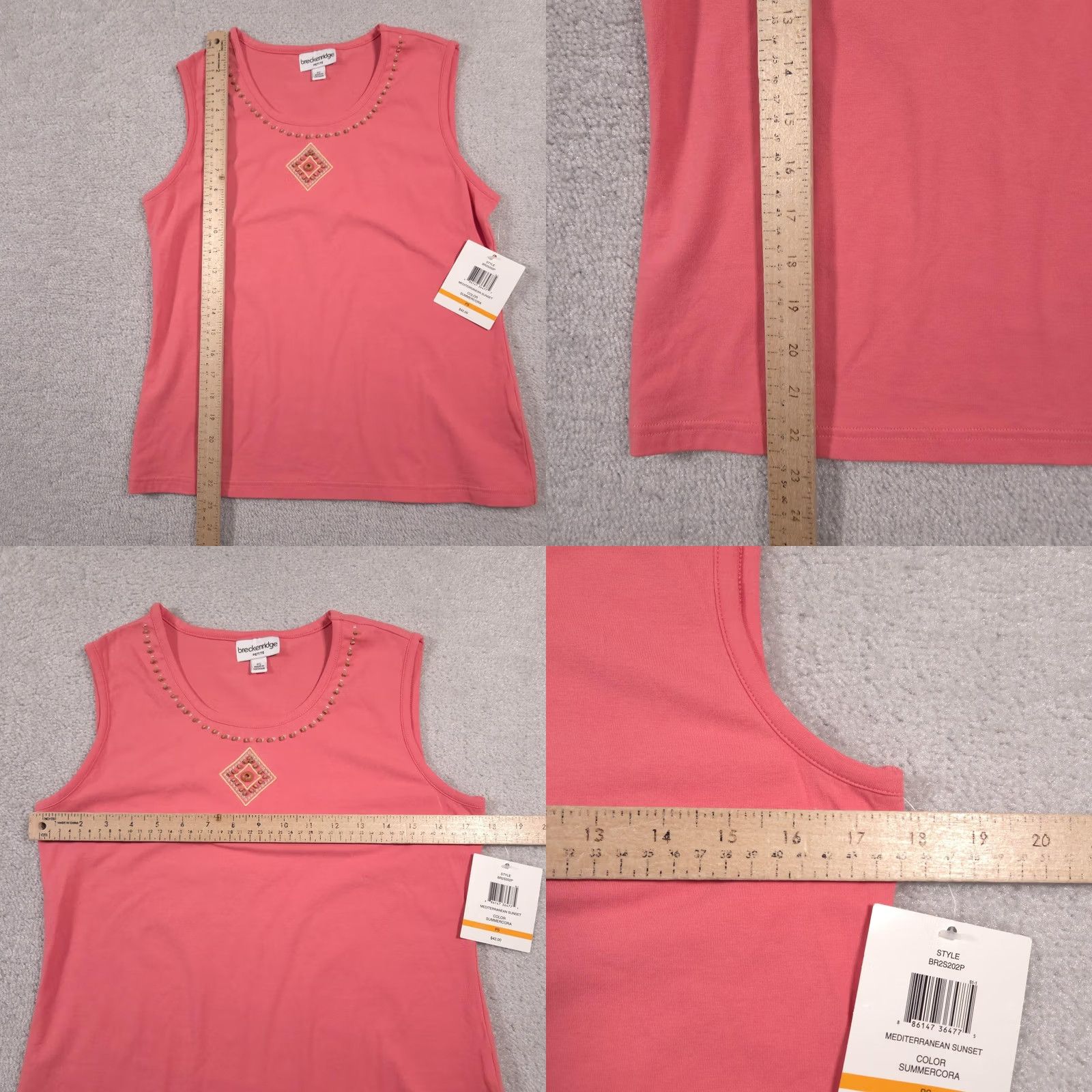 Vintage VINTAGE Breckenridge Shirt Womens Petite Small Pink Summercora Sleeveless Embellished Tank Size S / US 4 / IT 40 - 8 Thumbnail