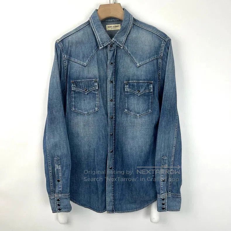 Saint Laurent Paris Saint Laurent Vintage Denim Shirt Size S. Size US S / EU 44-46 / 1 - 1 Thumbnail