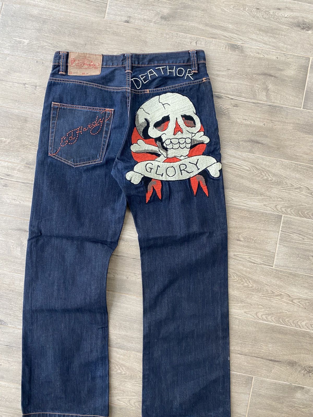 Ed Hardy × Vintage 💀ED HARDY skull vintage jeans Size US 34 / EU 50 - 5 Thumbnail