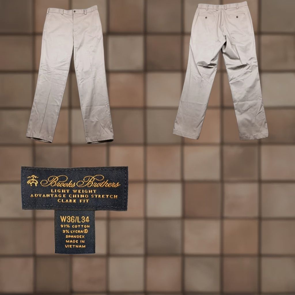 Brooks Brothers Brooks Brothers Clark Fit Stretch Chino Pants Men 36x34 Khaki Beige Flat Front 5-Pocket Business Casual Size US 36 / EU 52 - 1 Thumbnail
