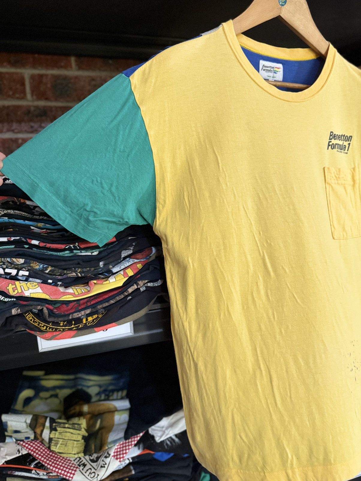 Formula 1 Vintage Benetton Formula 1 Racing Team Hypecolour Pocket Tee Size US L / EU 52-54 / 3 - 6 Thumbnail