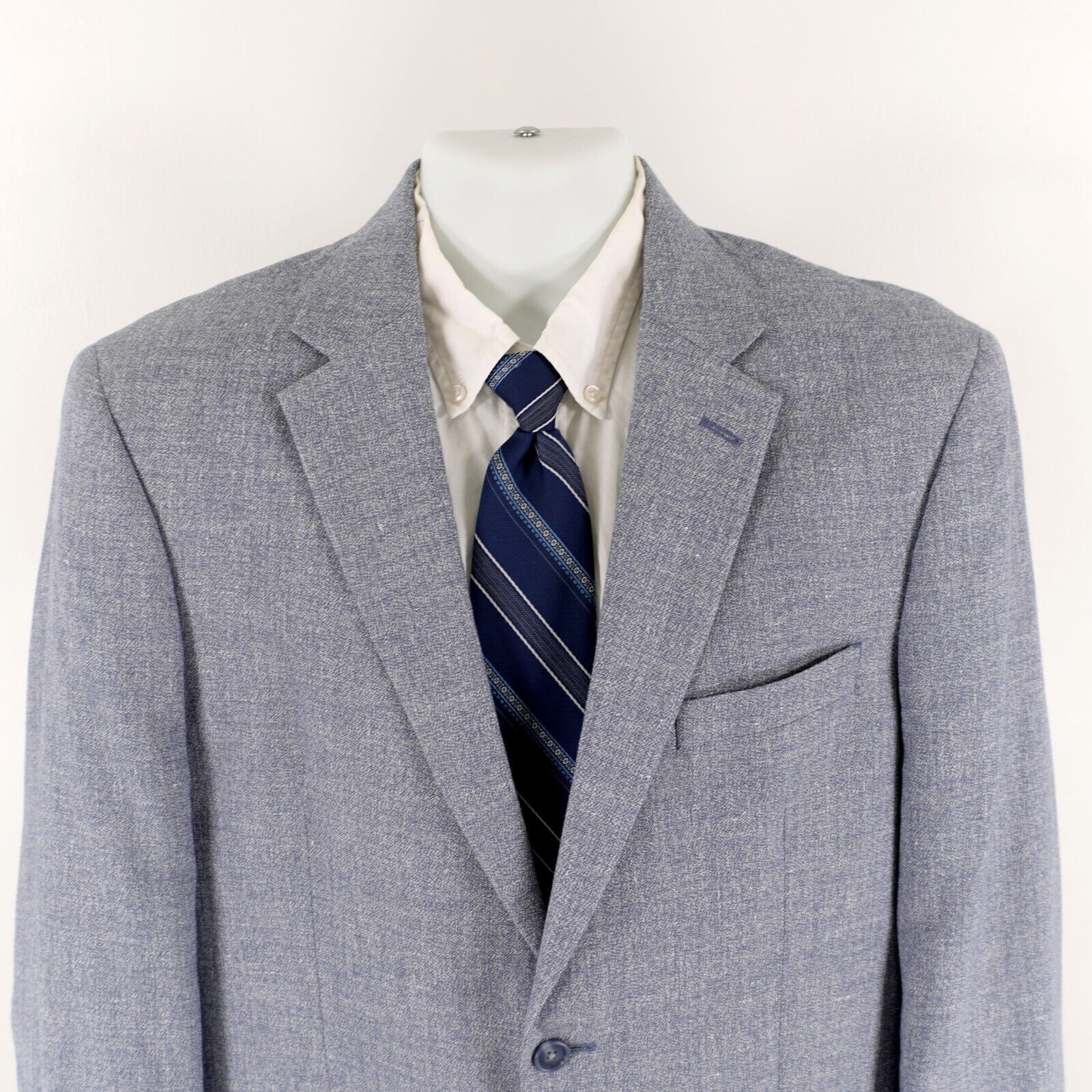 Jos. A. Bank Jos A Bank Linen Wool Blue Spec Tailored Fit 2 Button Blazer Size 40R - 1 Thumbnail