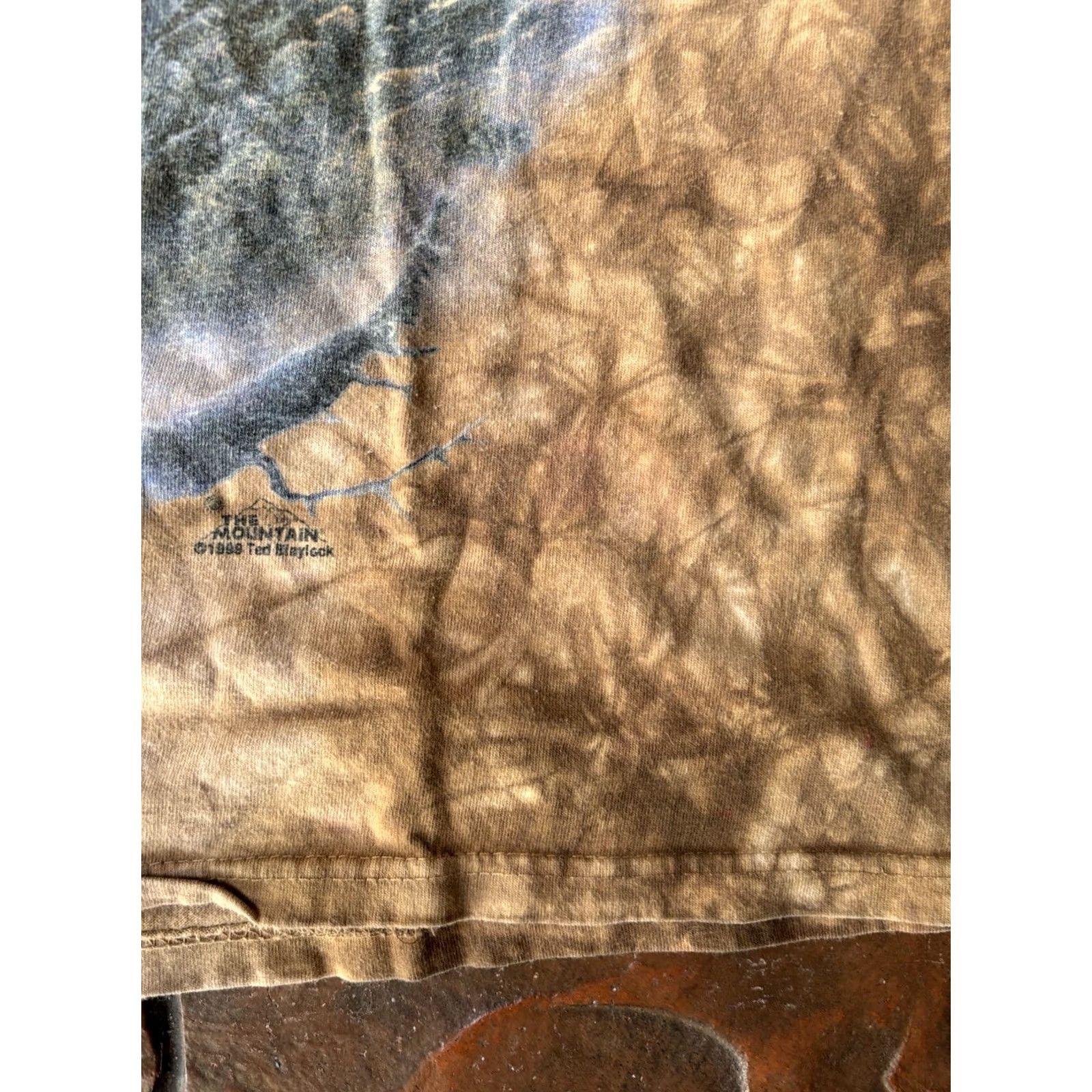 The Mountain VINTAGE The Mountain Ted Blaylock Train Locomotive Tie Dye T-Shirt XL Tan Men Graphic Pattern Crew Neck Short Sleeve 1999 Size US XL / EU 56 / 4 - 5 Thumbnail