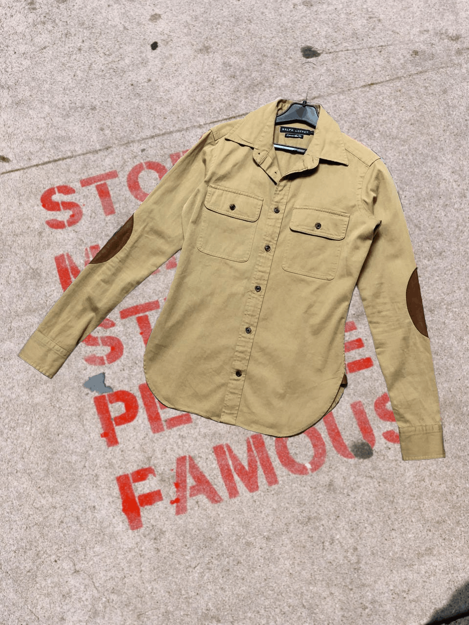 Polo Ralph Lauren Ralph Lauren Leather-Trim Twill Shirt Tan Brown Safari Size M / US 6-8 / IT 42-44 - 1 Thumbnail