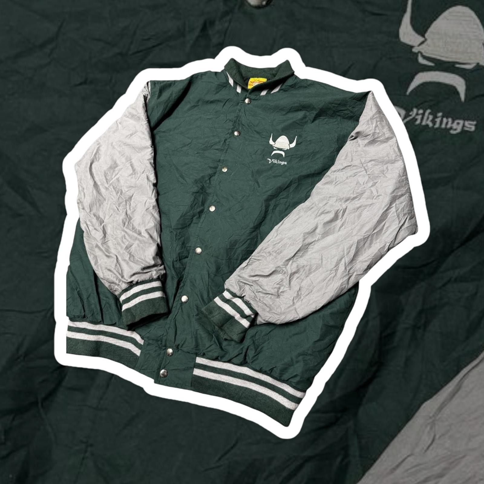Designer Vintage Vikings Coated Jacket - Green/Grey Size US L / EU 52-54 / 3 - 1 Thumbnail