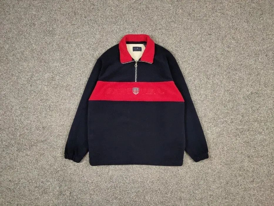 Gant Vintage 90s Fleece Gant Usa Big Logo Pullover Jacket Size US L / EU 52-54 / 3 - 1 Thumbnail